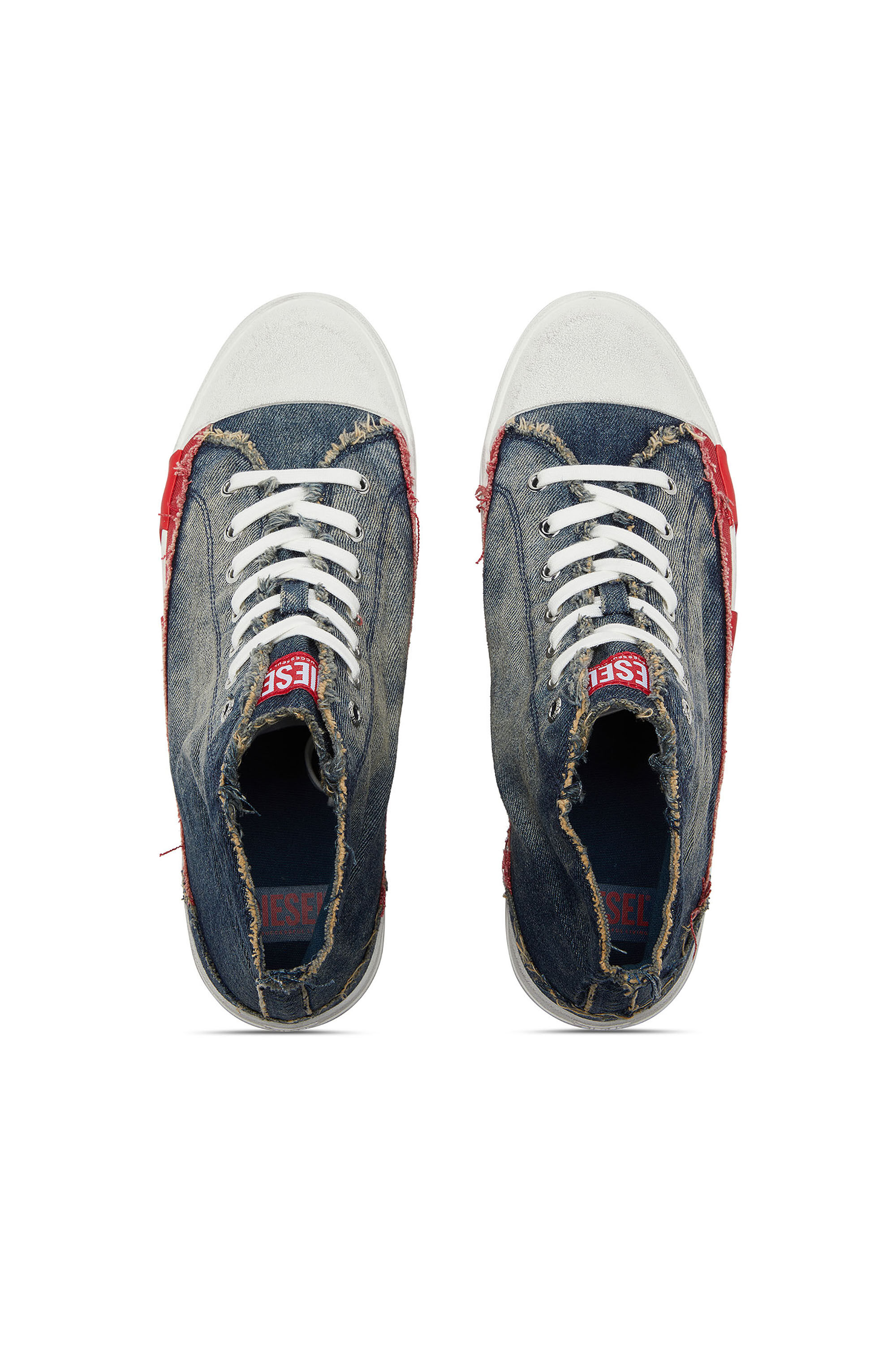 Men's D-Verse-High-top sneakers in denim with D logo | Blue | Diesel