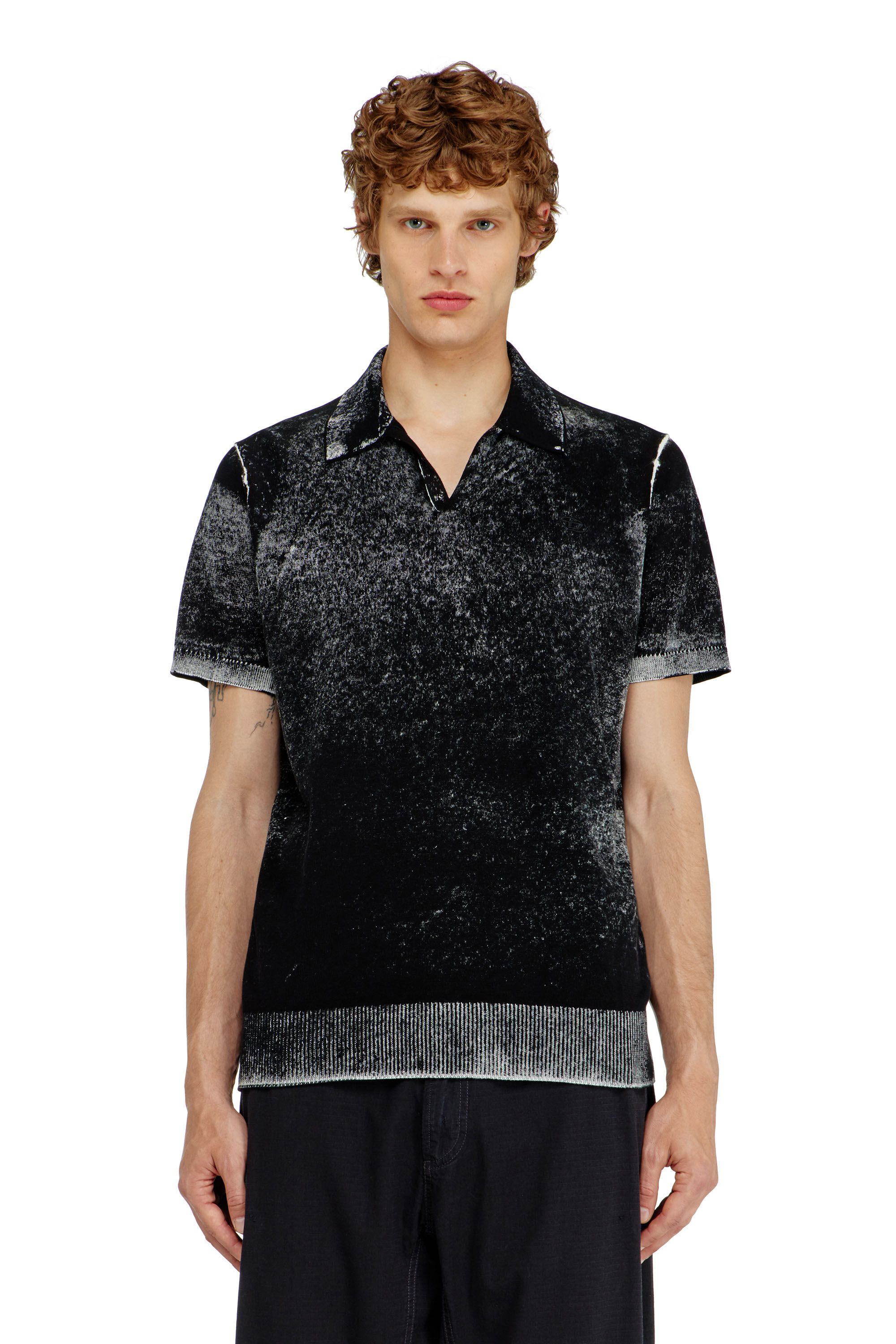 Diesel - K-LAWRIE, Male's Knit polo shirt with faded reverse print in null - 3