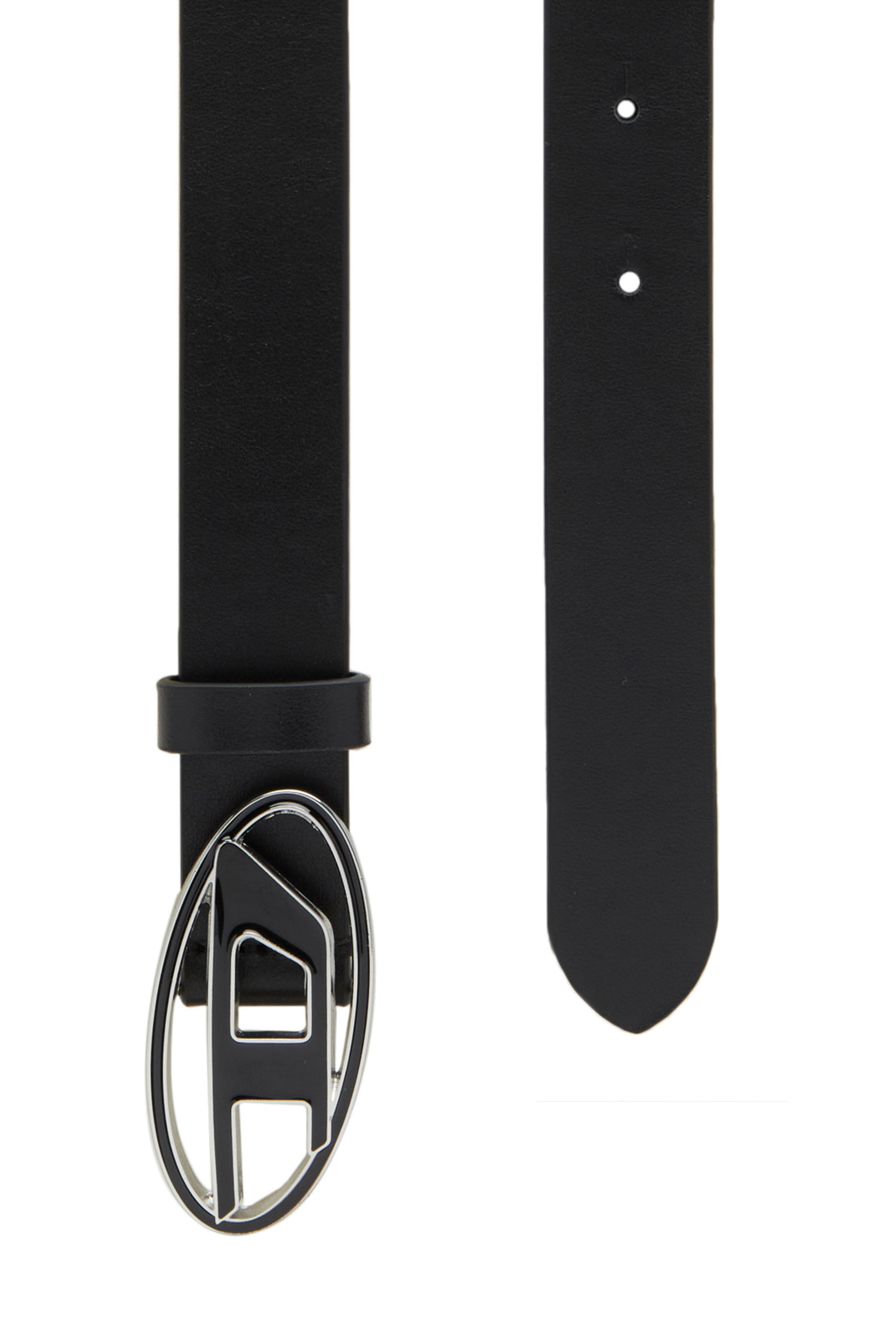 Women's 2.4cm leather belt with enamelled buckle | Black