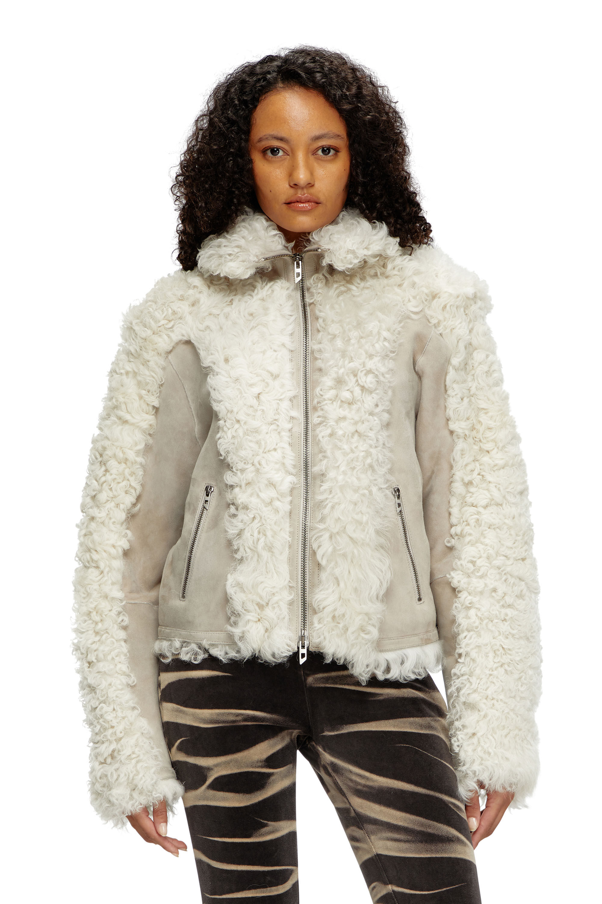 Diesel - L-AUREL, Female's Shearling jacket in White - 3