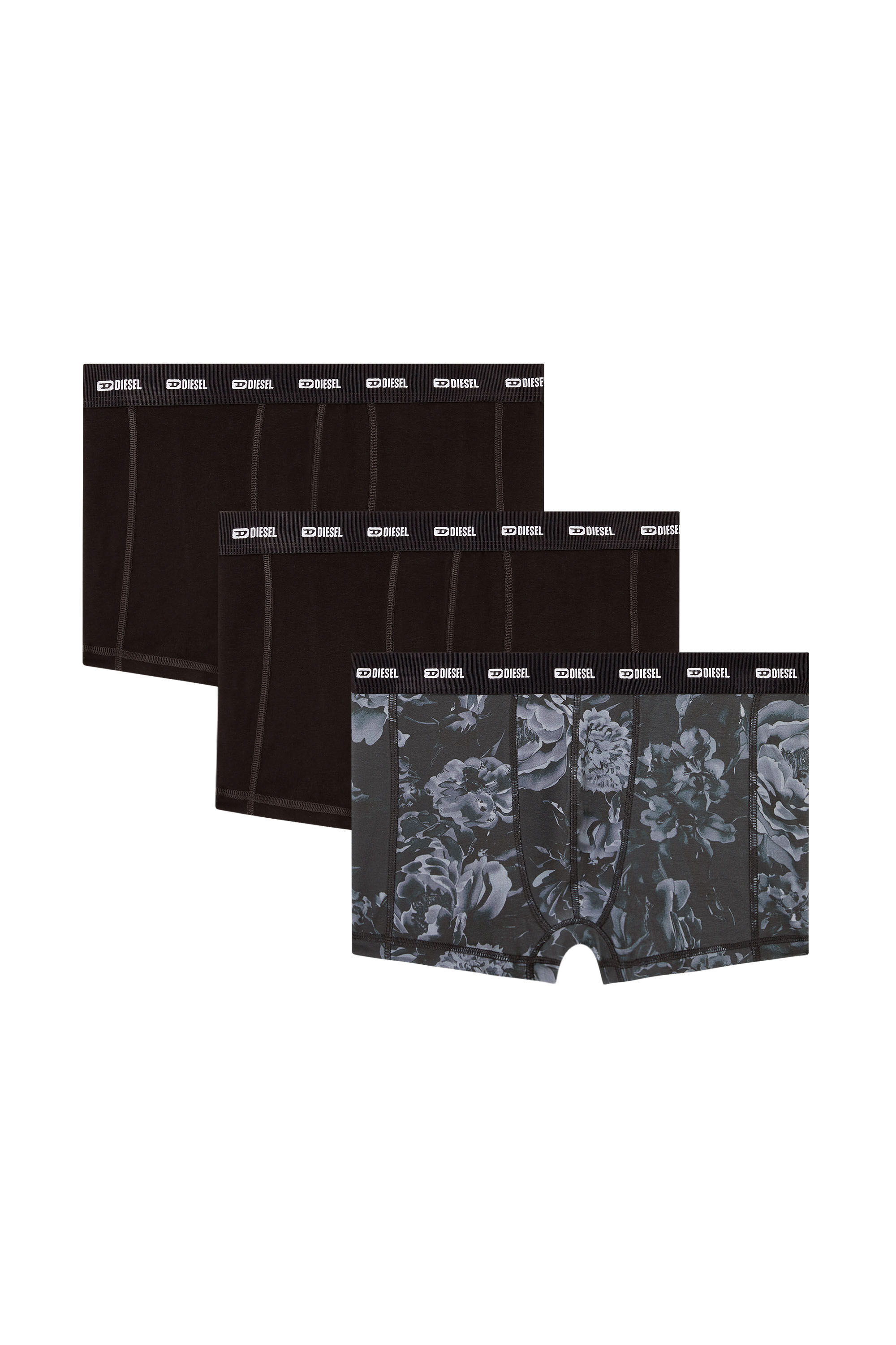 Diesel - DAMIEN-UTLT-3PACK, Man's 3-pack boxer briefs with floral motif in Black - 4
