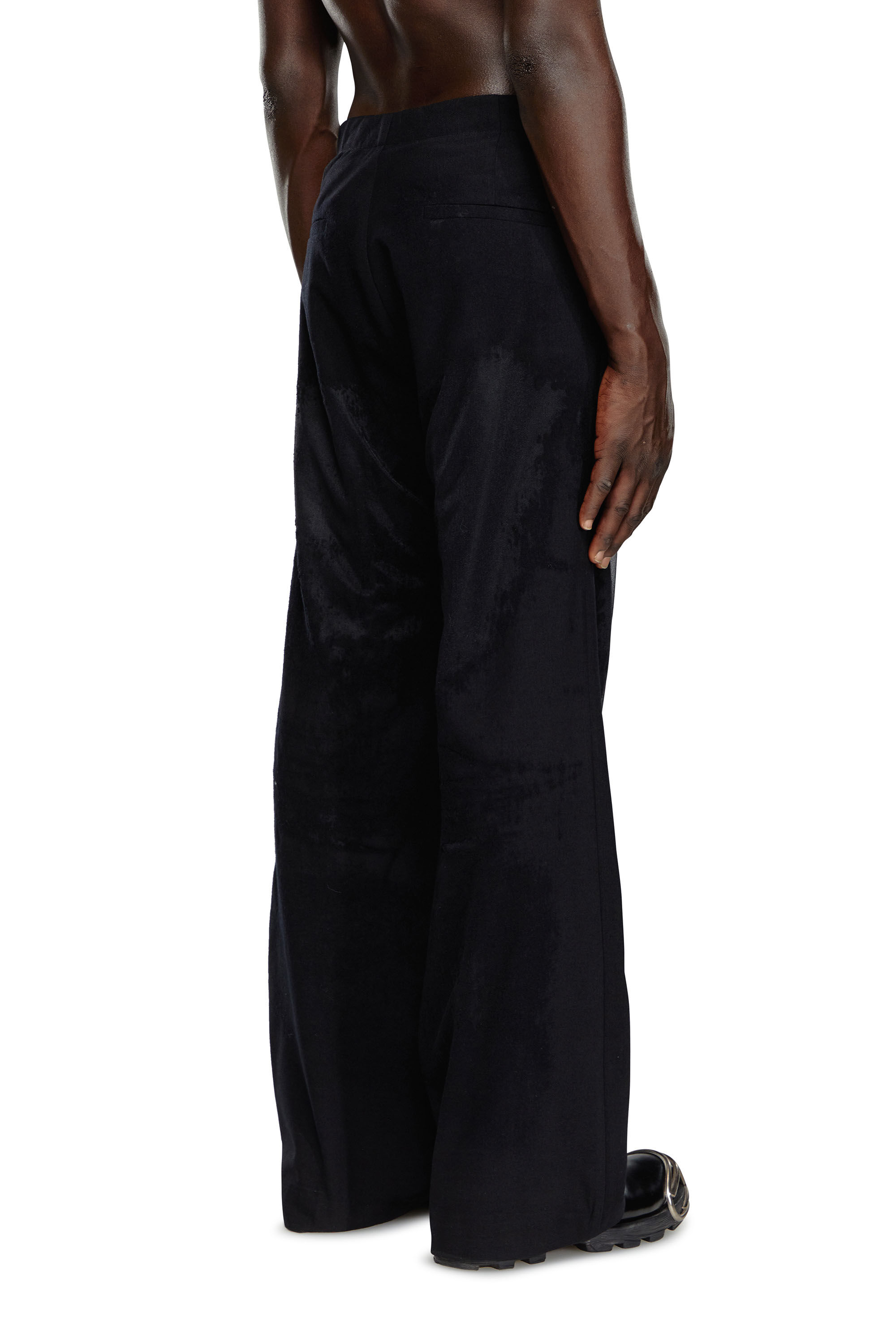 Diesel - P-STANLY-A, Male's Pants in burn-out cool wool in Black - 5