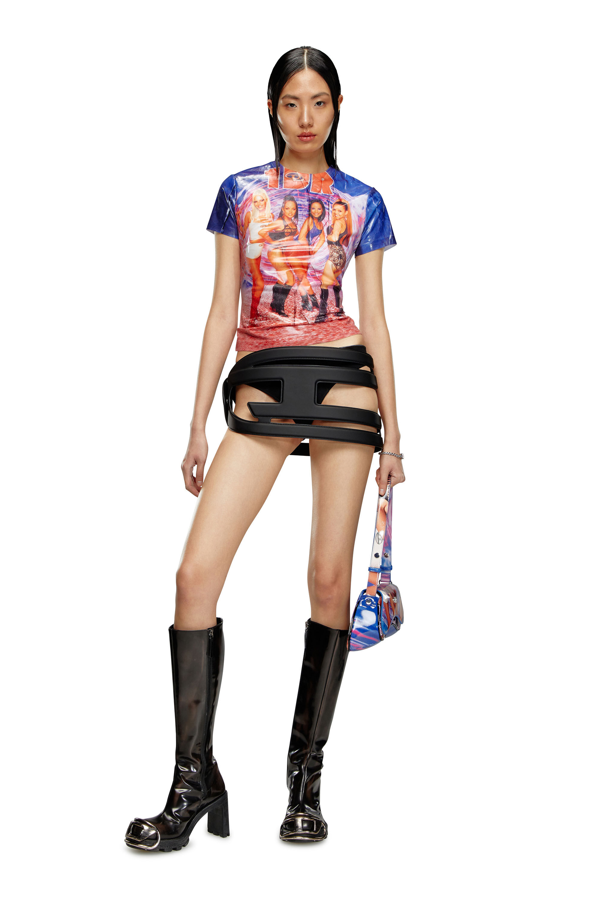 Diesel - T-JODIE, T-shirt avec imprimé film Diesel froissé Femme in Polychrome - 1