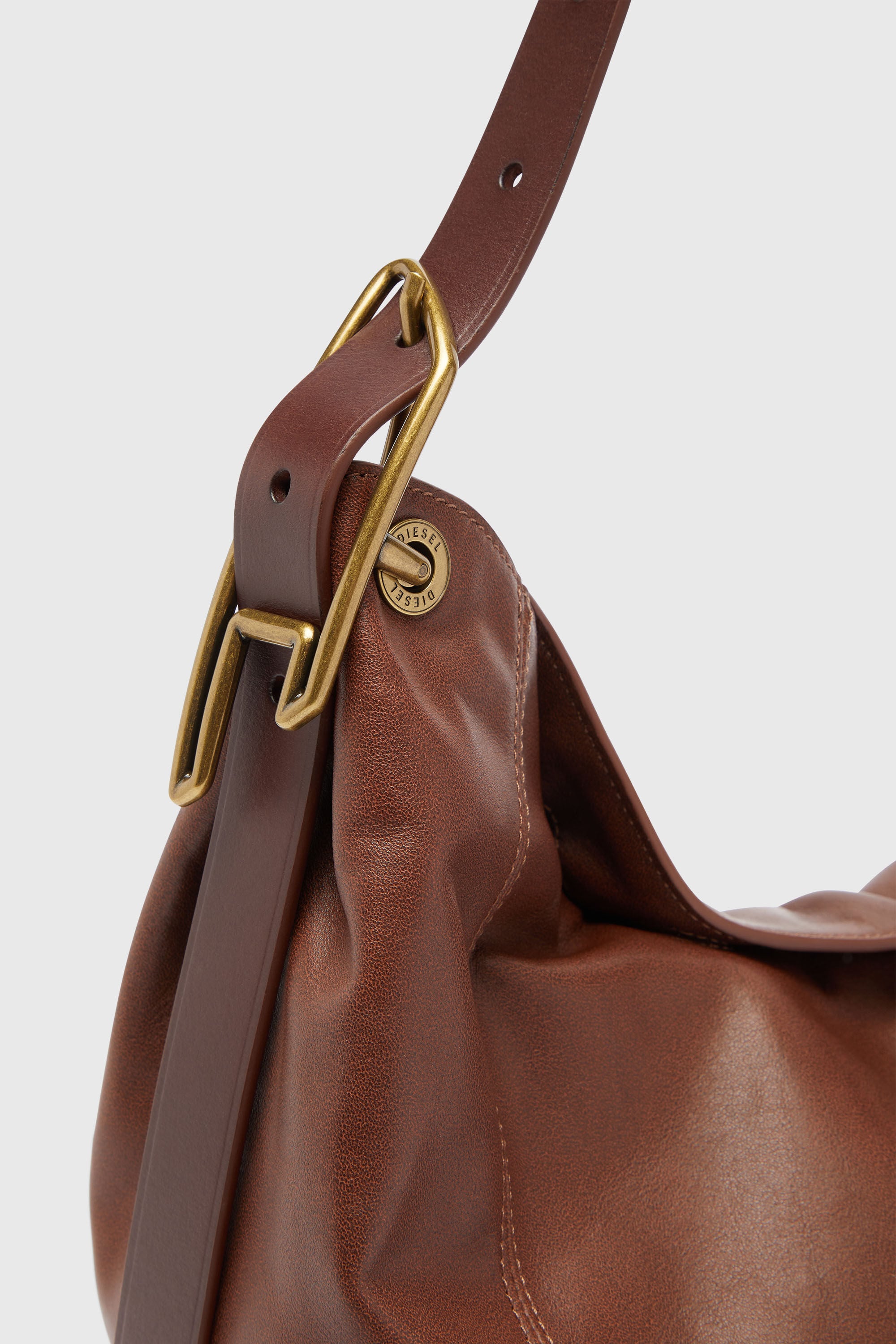 Women's D-Line-Shoulder bag in leather | Brown | Diesel {{Country}}