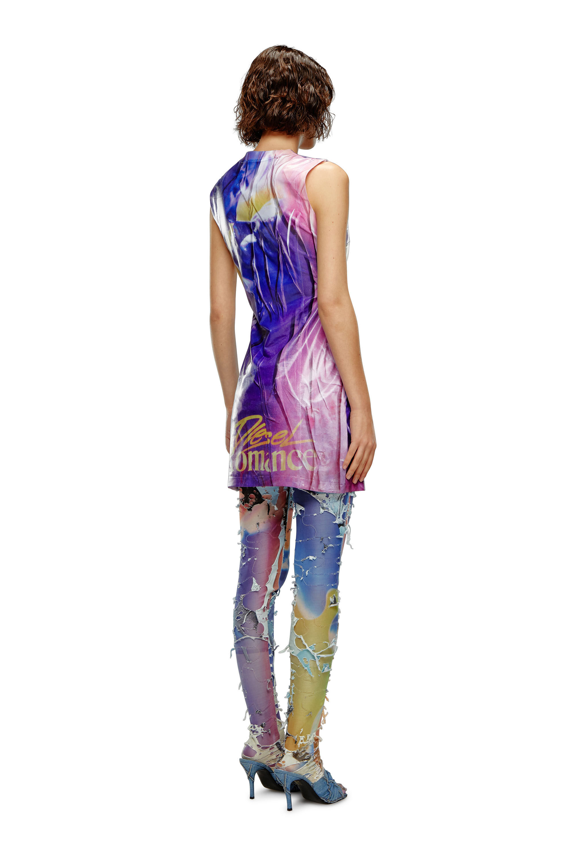 Women's Long dress with poster print | Multicolor | Diesel Women's Long dress with poster print | Multicolor | Diesel