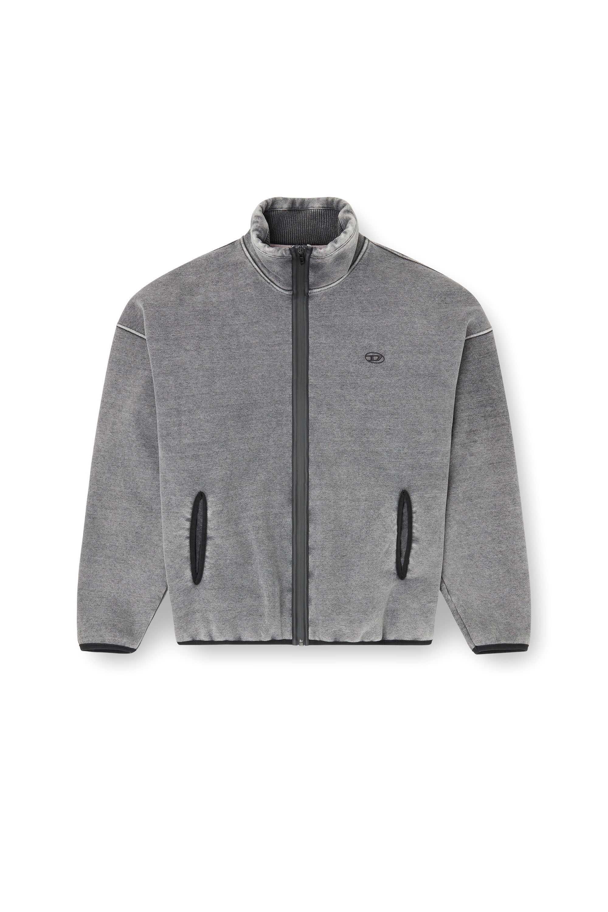 Diesel - S-BATY-NEW, Male's Zip-up sweatshirt with inner lining in Grey - 2