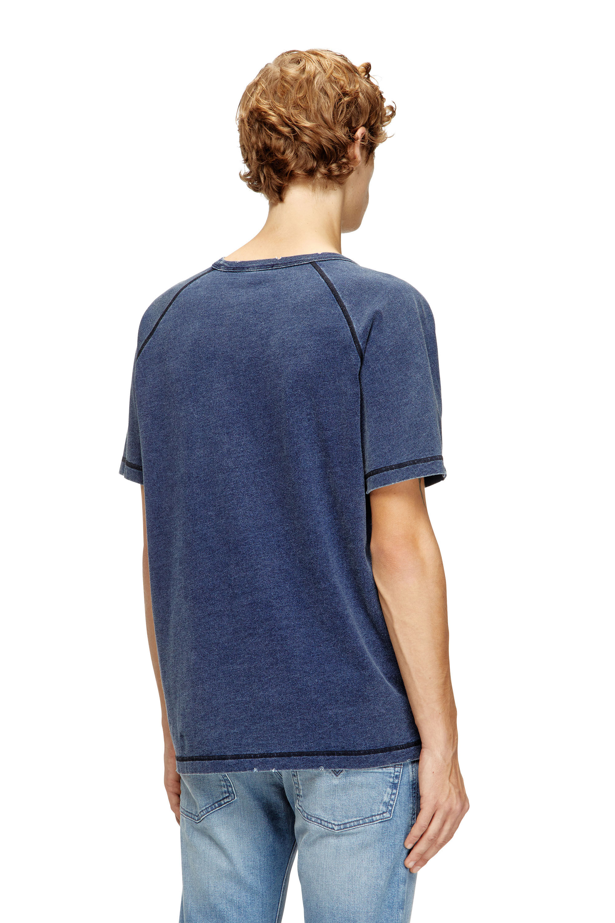 Men's Distressed T-shirt with denim effect | Blue | Diesel