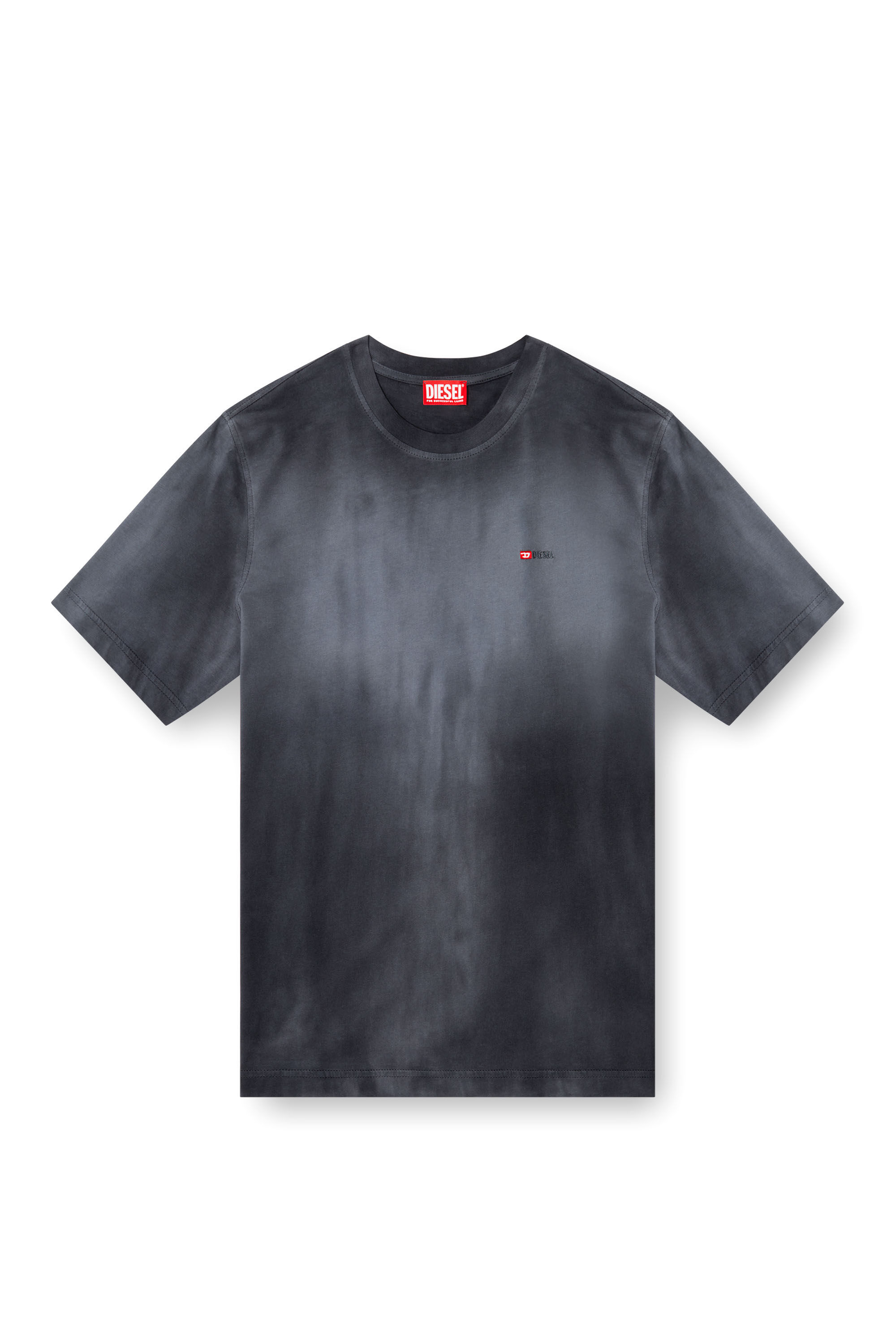 Men's Faded T-shirt with micro logo embroidery | Black | Diesel MX