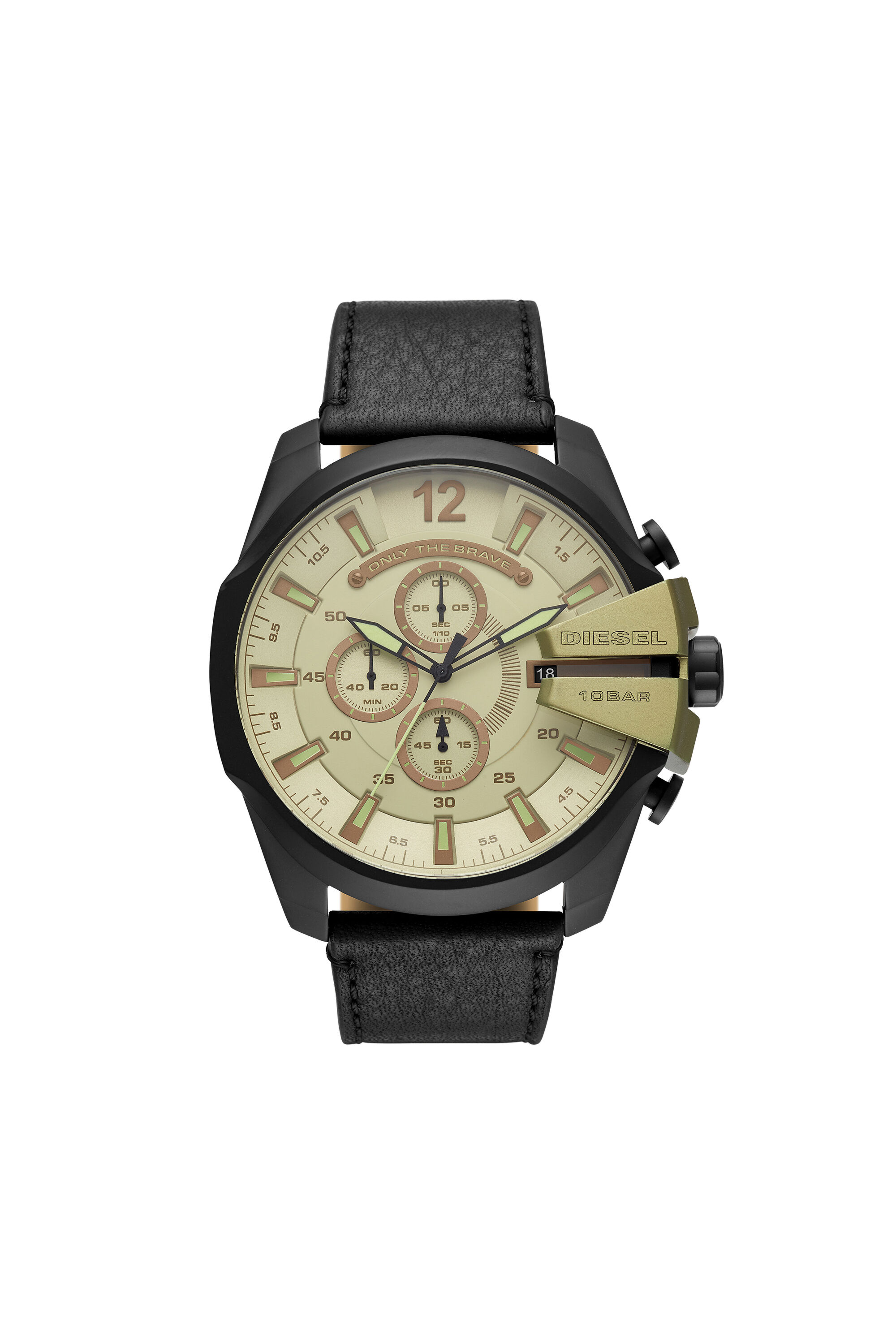 Diesel - DZ4495, Mega Chief montre analogue en cuir noir Homme in Noir - 1
