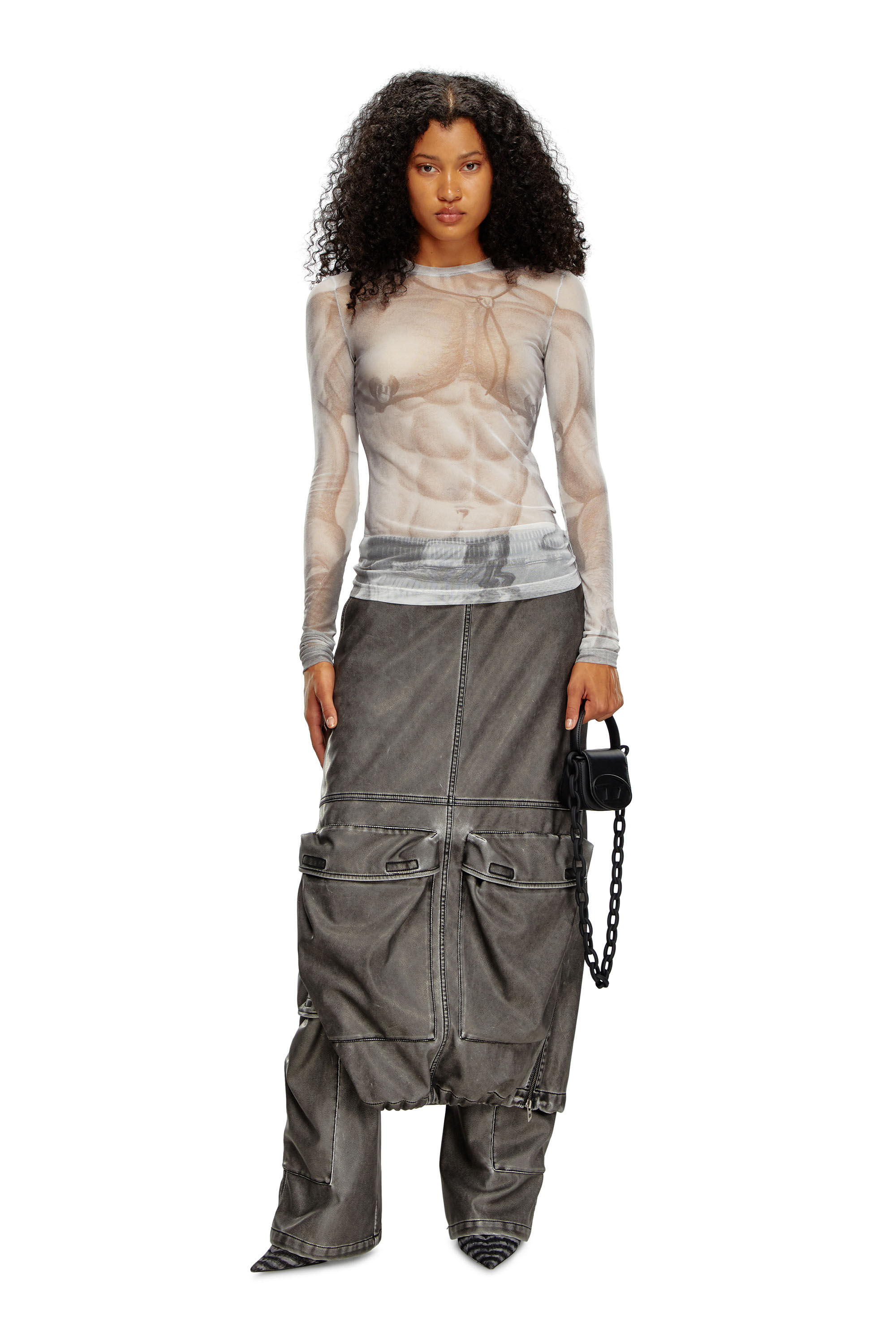 Diesel - PR-T-SIELAR-HUN, Unisex's Mesh top with all-over print in White - 6