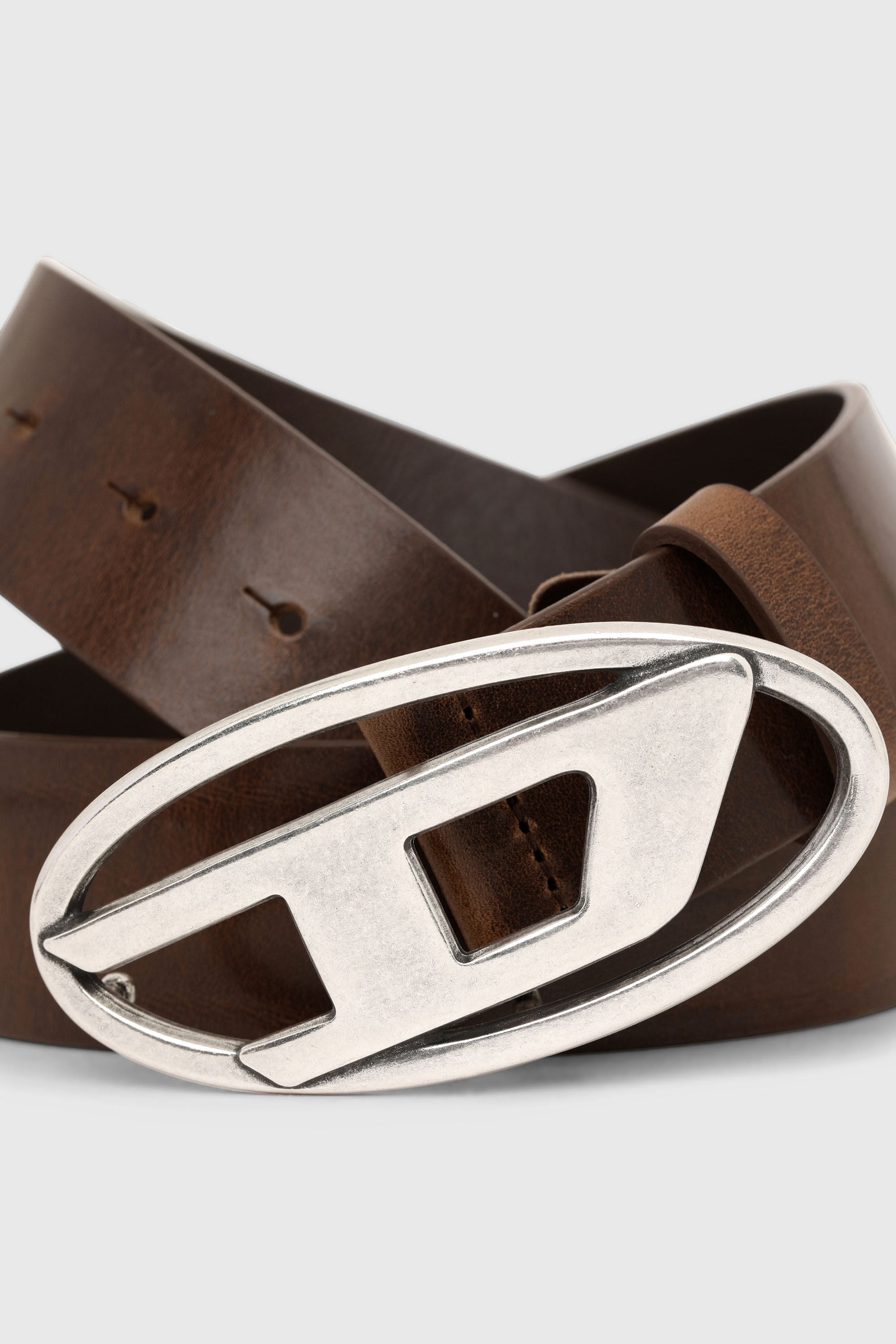 B-1DR: Leather Belt with silver D logo buckle | Diesel