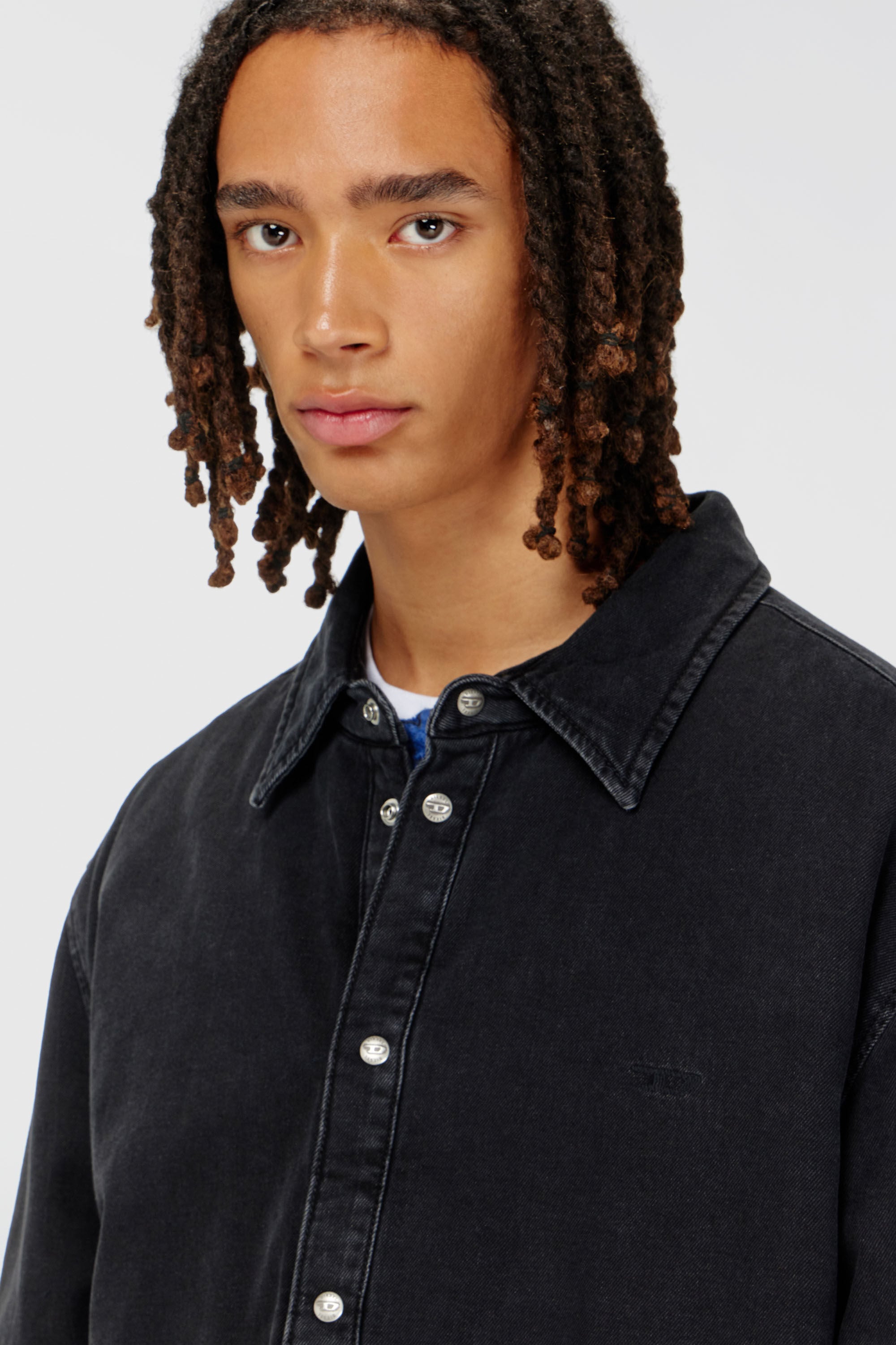 Diesel - D-FLAIM-D, Man's Padded denim overshirt in Black - 4