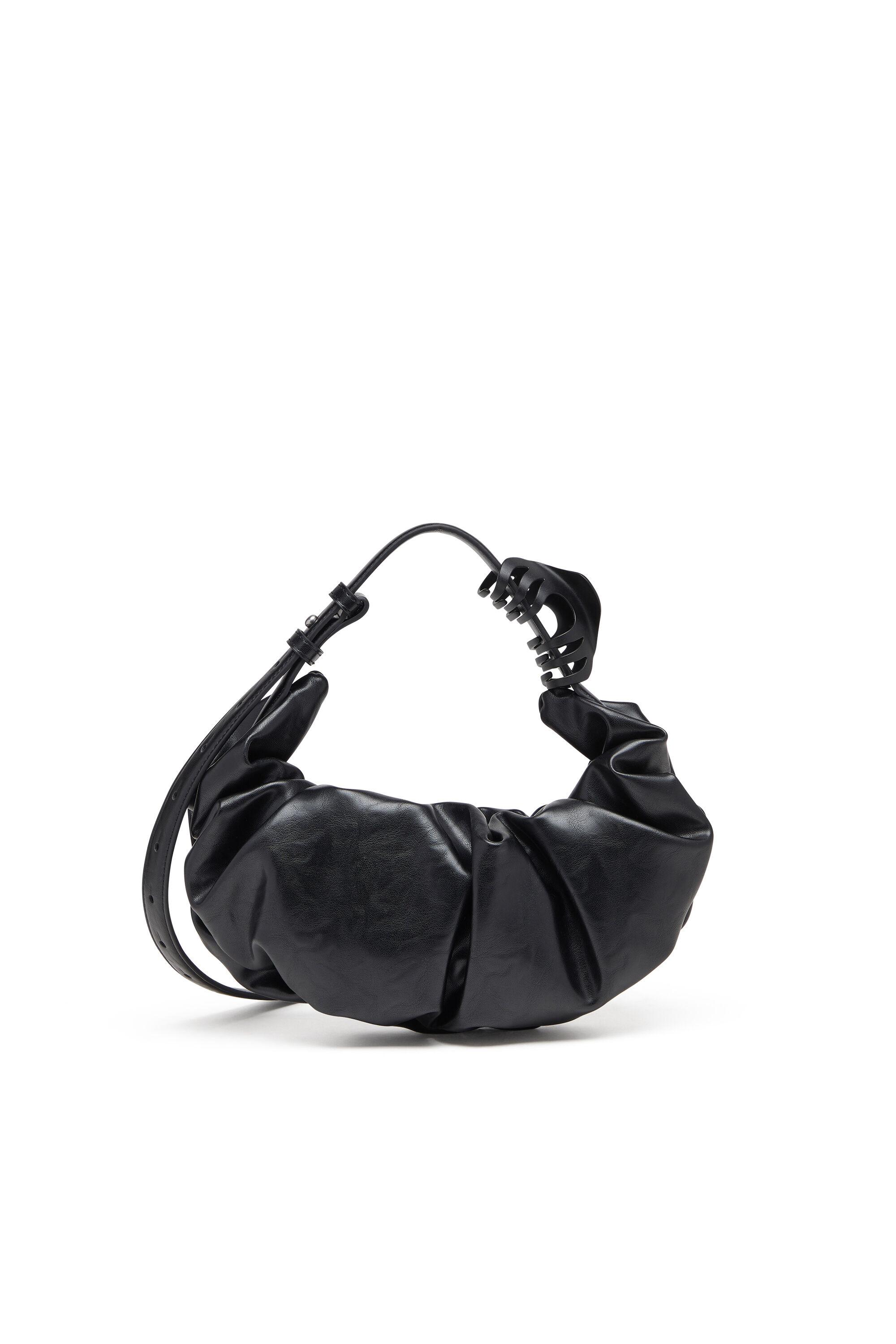 Diesel - GRAB-D HOBO S, Petit sac hobo froissé en PU brillant Femme in Noir - 2