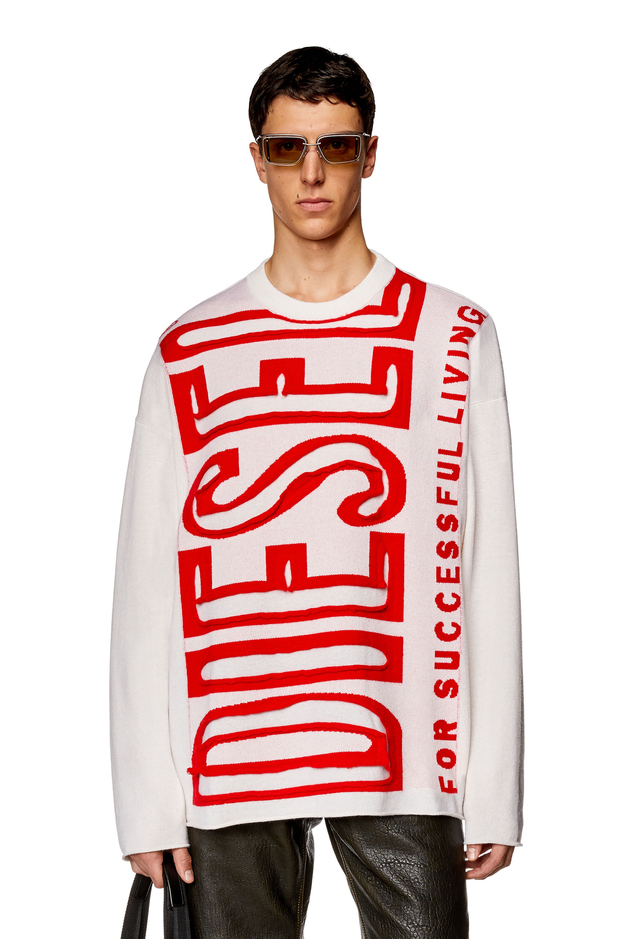 Diesel - K-FLOYD, Pull en laine avec Super Logo effet peel-off Homme in Polychrome - 3