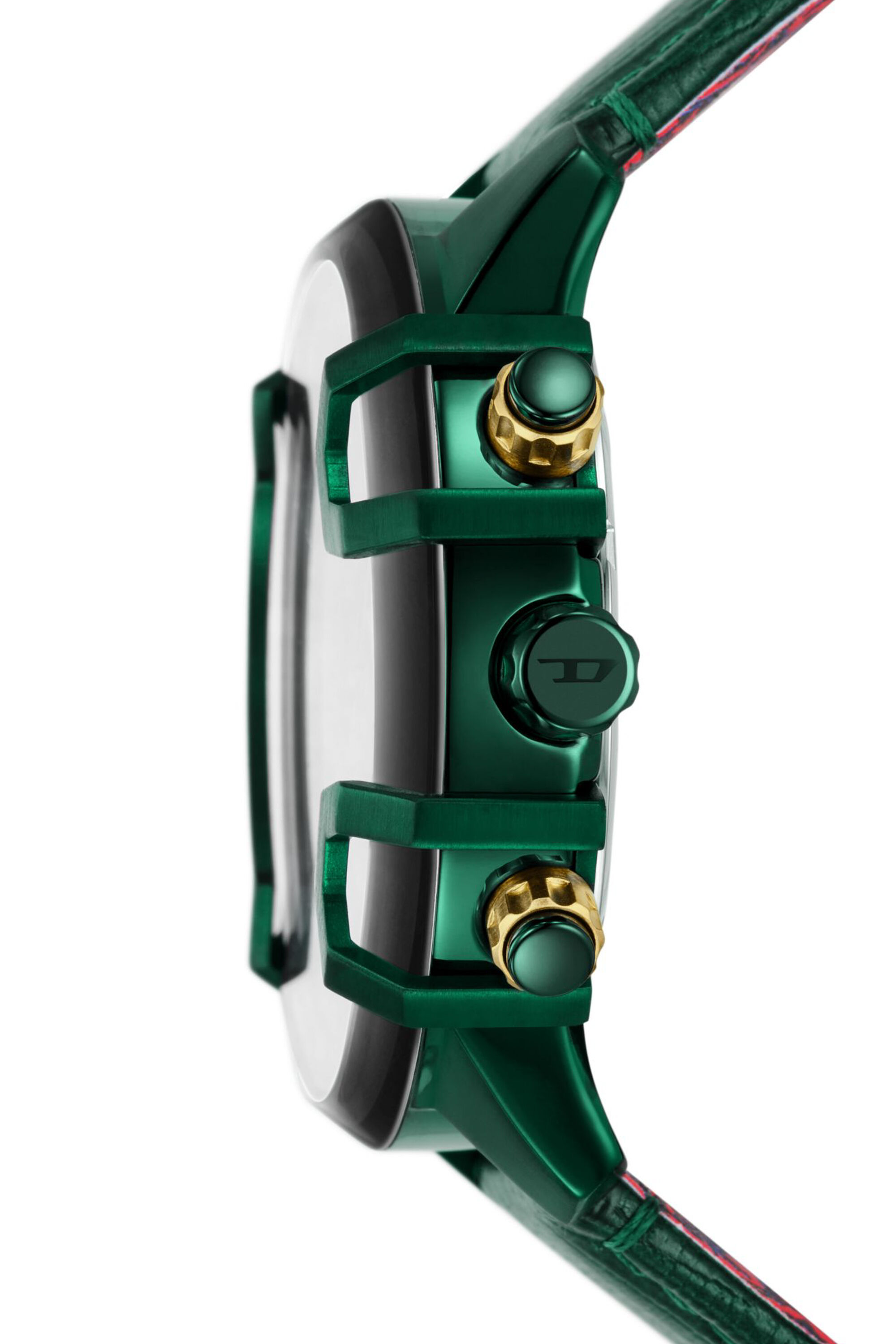 Diesel - DZ4651, Male's Griffed chronograph green leather watch in Green - 3
