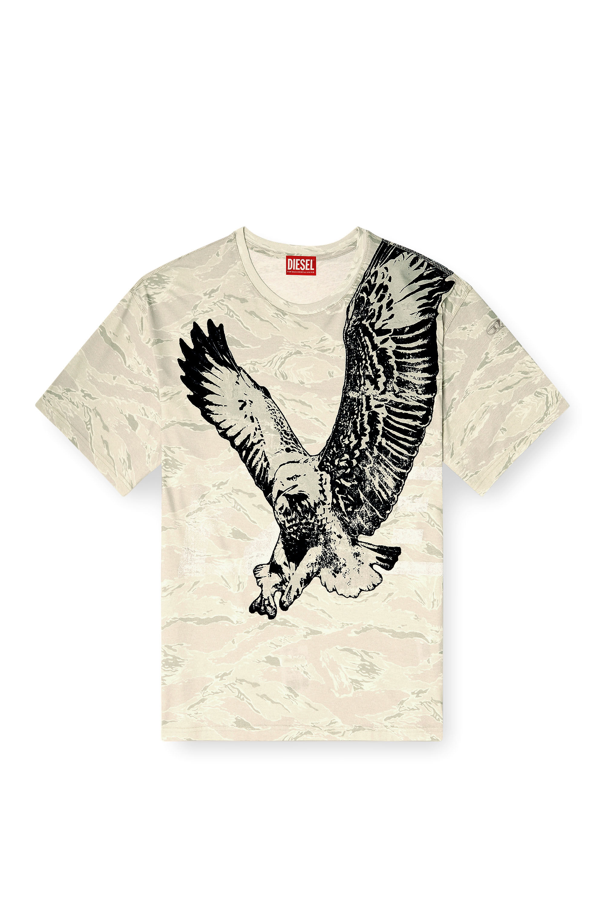 Diesel - T-BOXT-T14, Male's Camo T-shirt with eagle print in Beige - 2