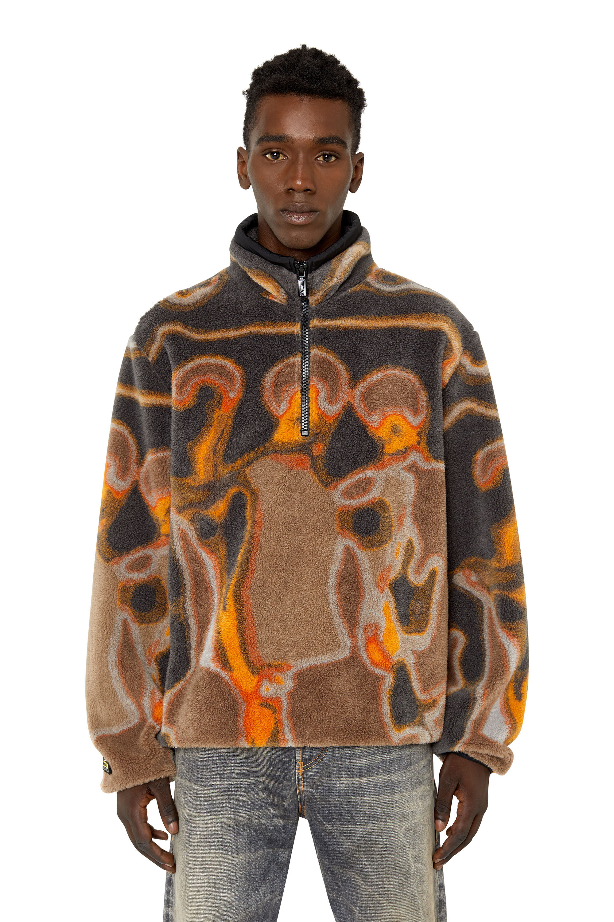 Diesel - S-TRAILER, Sudadera con media cremallera de teddy jacquard Hombre in Multicolor - 3