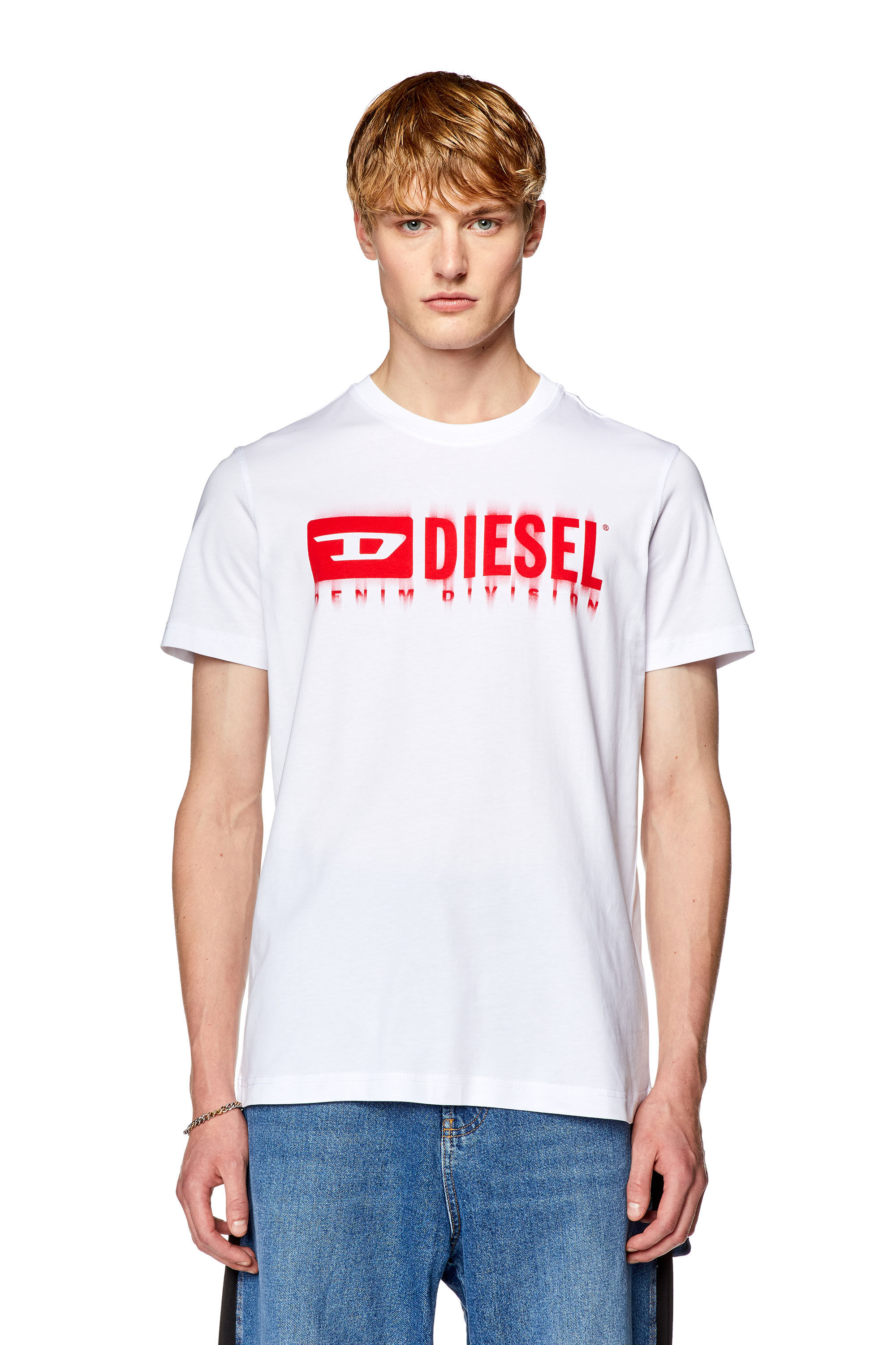 Diesel - T-DIEGOR-L6, Man's T-shirt with smudged logo print in White - 5