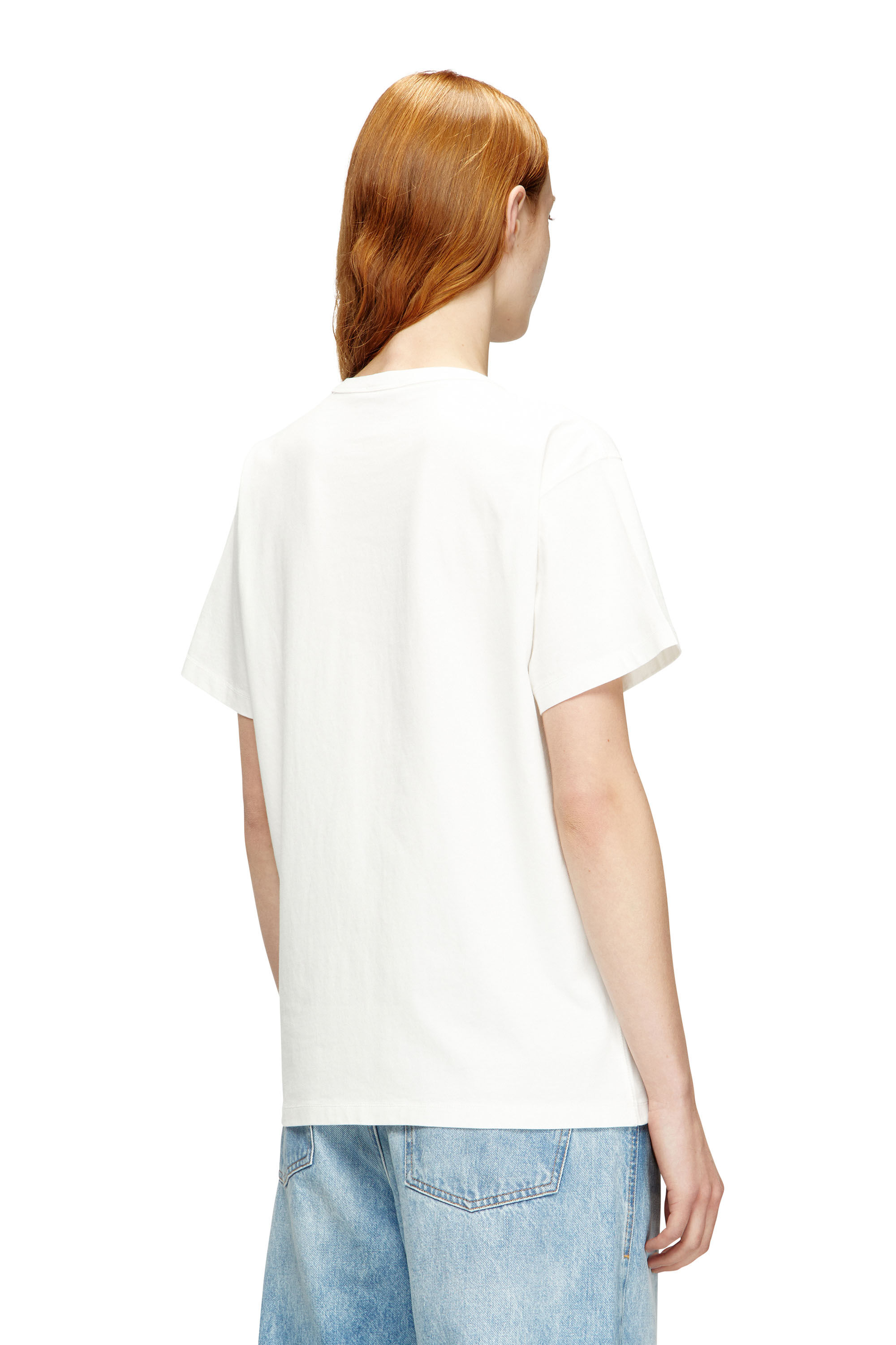 Women's Cotton T-shirt with metallic Oval D | White | Diesel