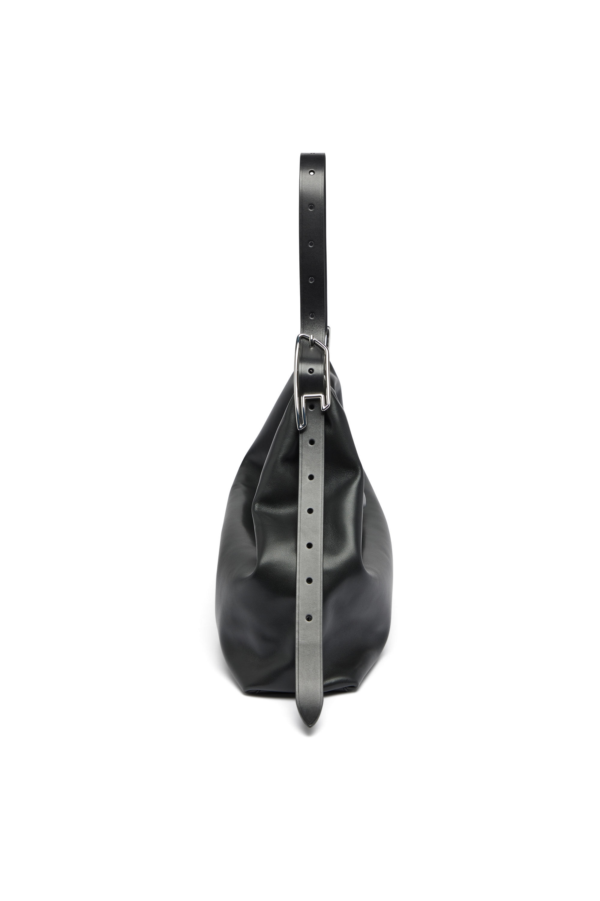 Diesel - D-LINE HOBO L, Woman's D-Line Slouchy Leather Shoulder Bag in Black - 5