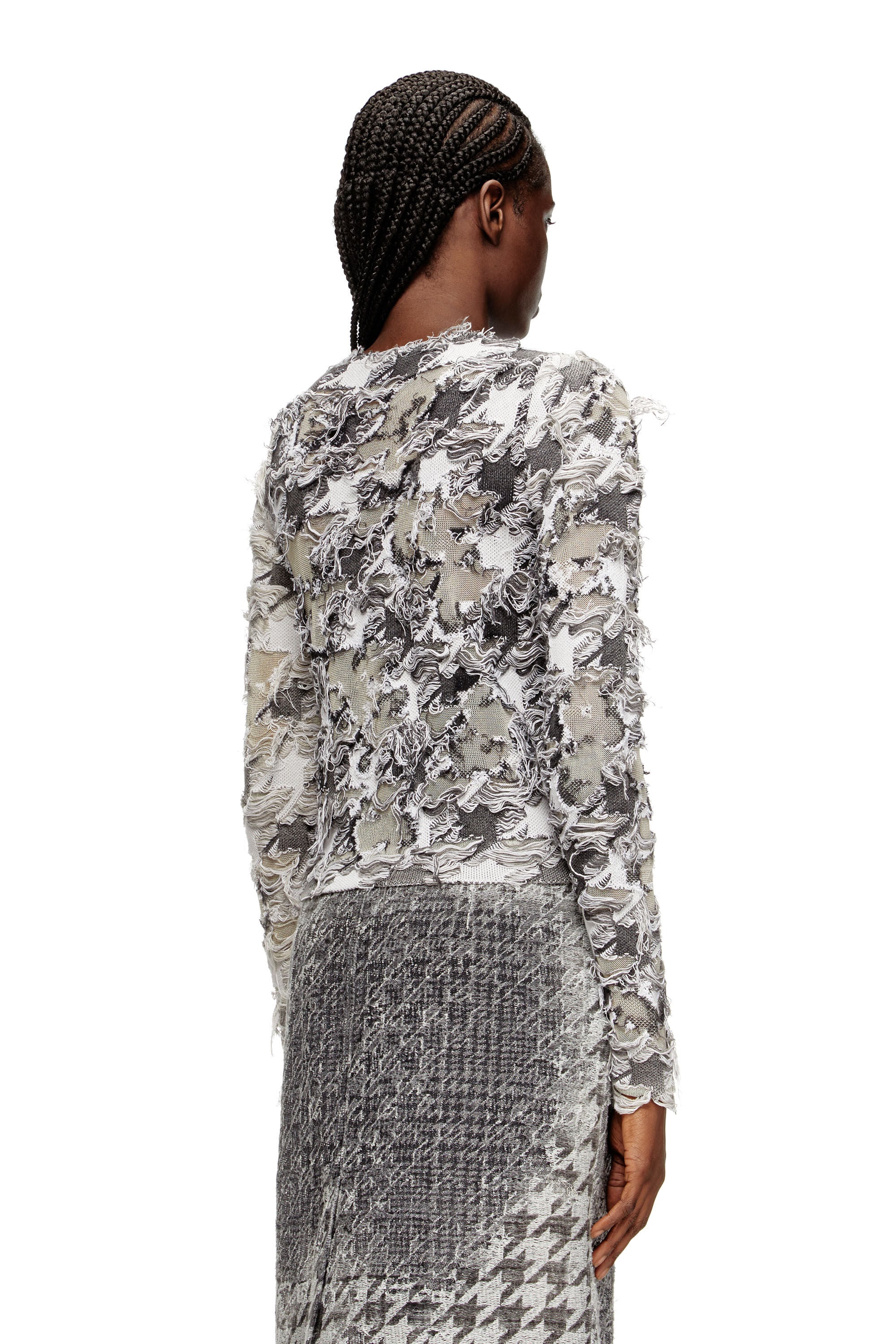 Women's Cardigan in devoré houndstooth jacquard | Multicolor