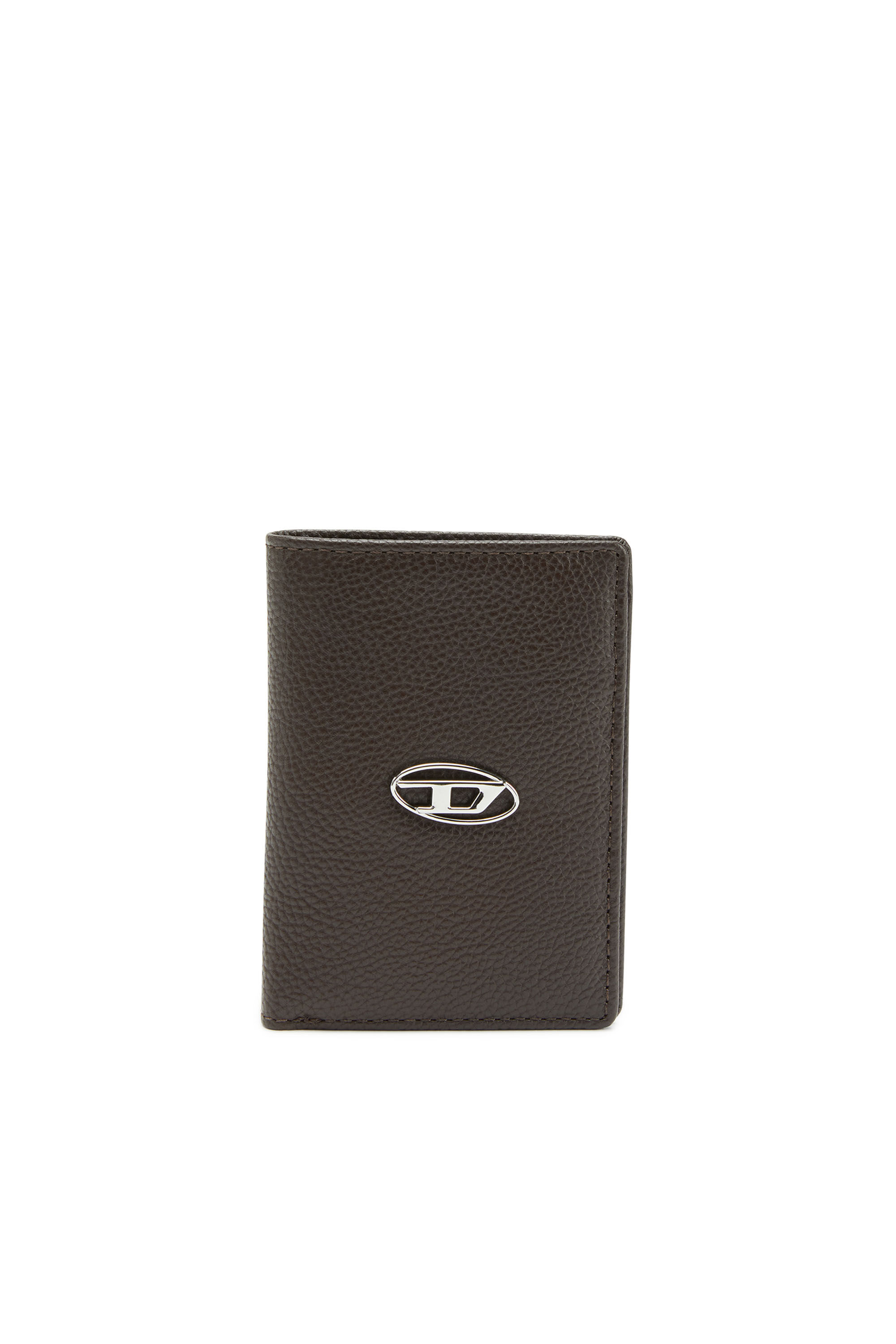Diesel - VERTICAL NEELA, Male's Leather bi-fold wallet with logo plaque in Brown - 1