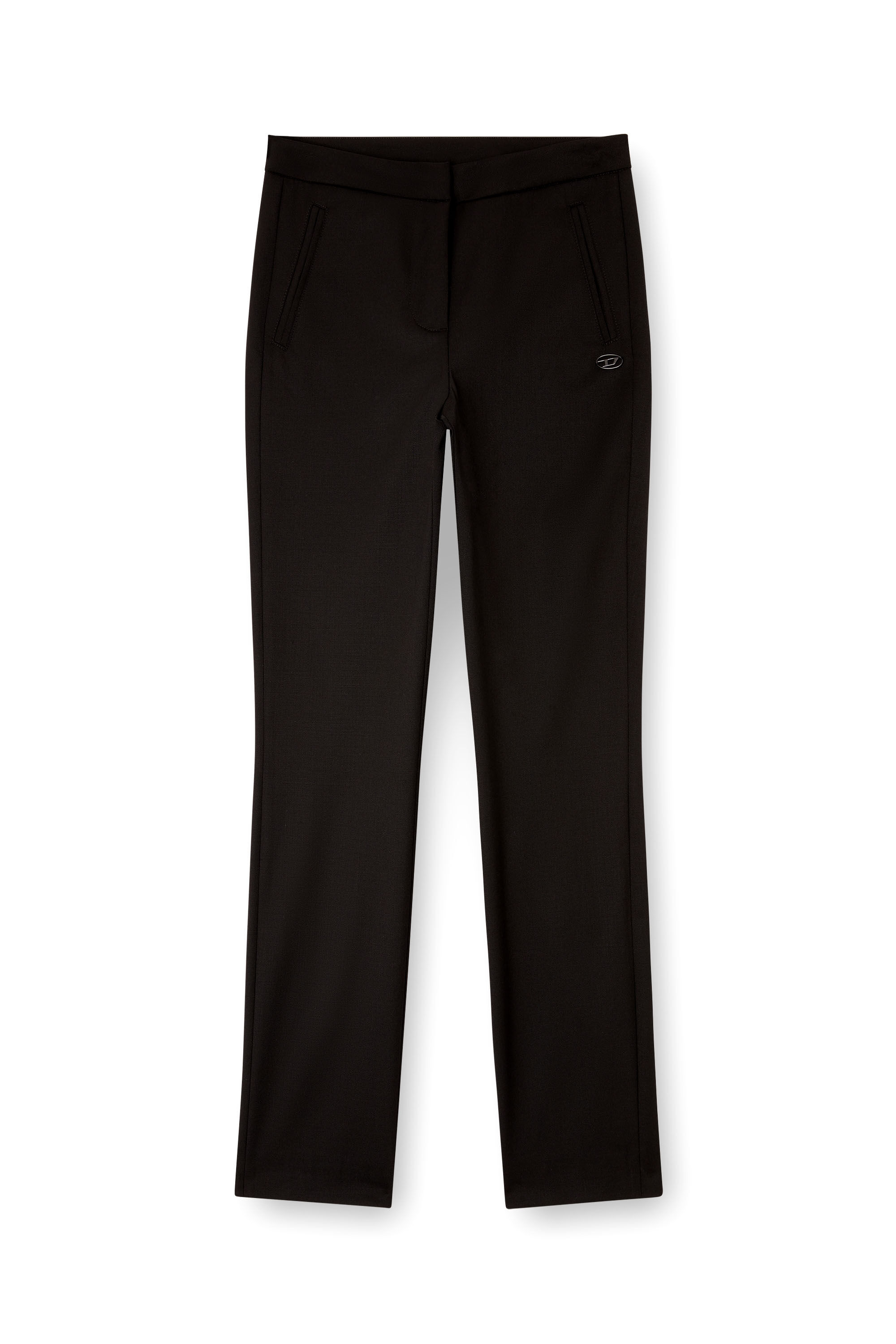 Diesel - P-LACER-R2, Female's Wool blend pants with welt pockets in Black - 2