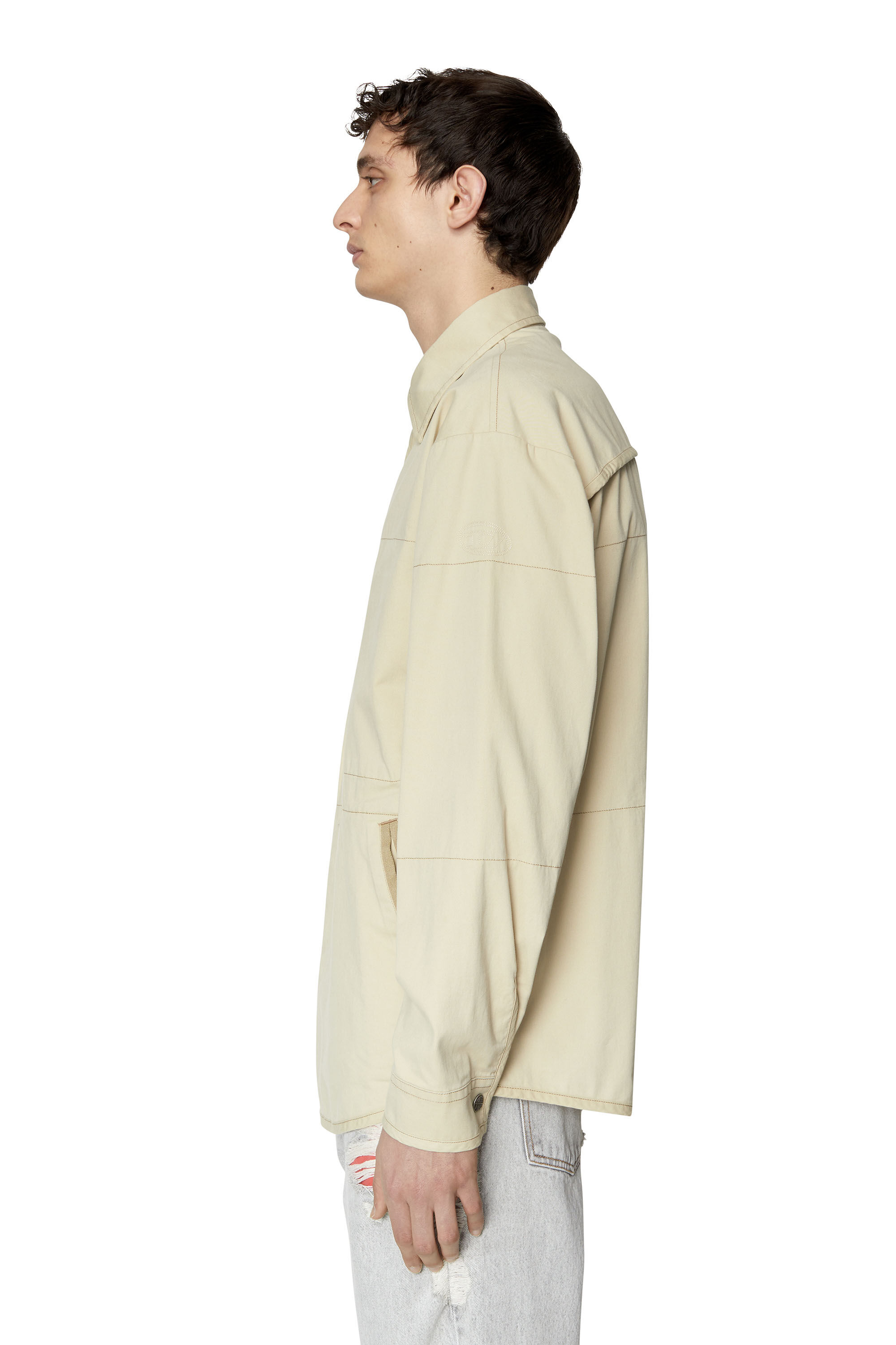 Diesel - S-DOVES, Veste chemise en sergé peau de pêche Homme in Beige - 6