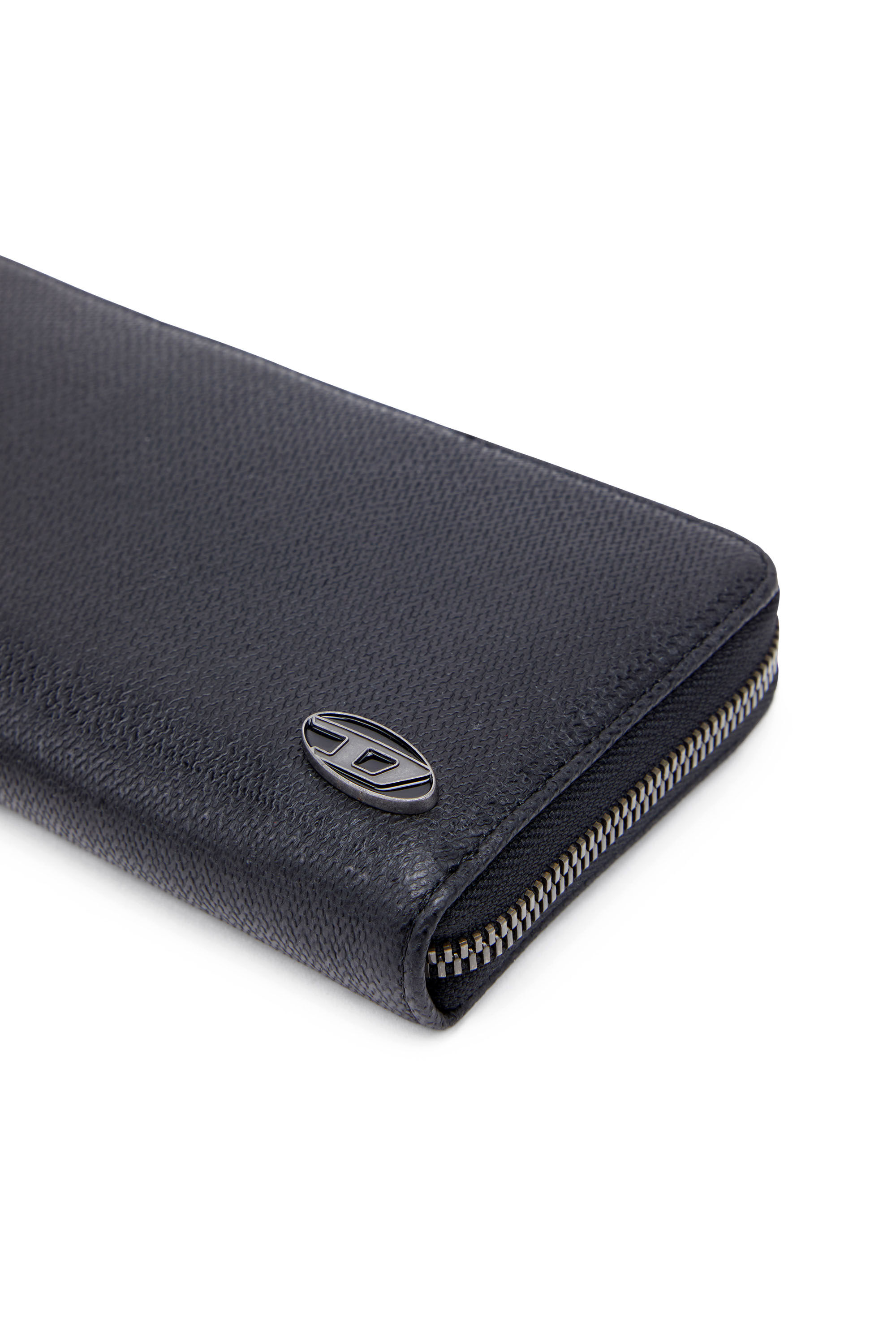 Diesel - CONTINENTAL ZIP L, Male's Long zip wallet in textured leather in Black - 4