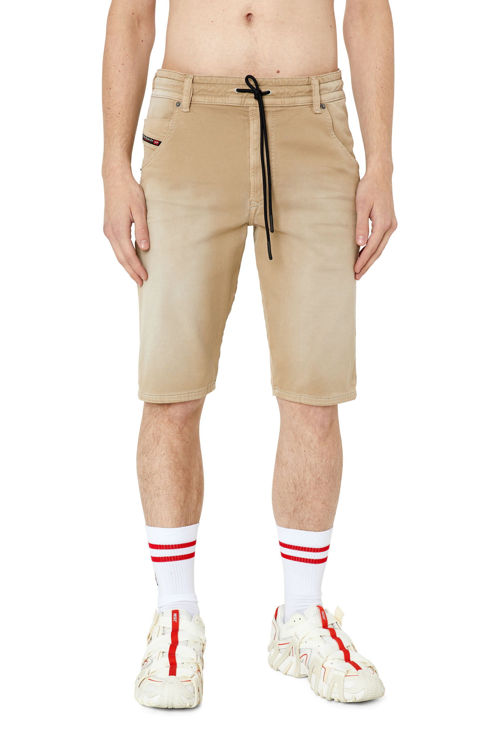 Diesel - D-KROOSHORT-Z JOGGJEANS, Man's Coloured shorts in JoggJeans&reg; in Beige - 3