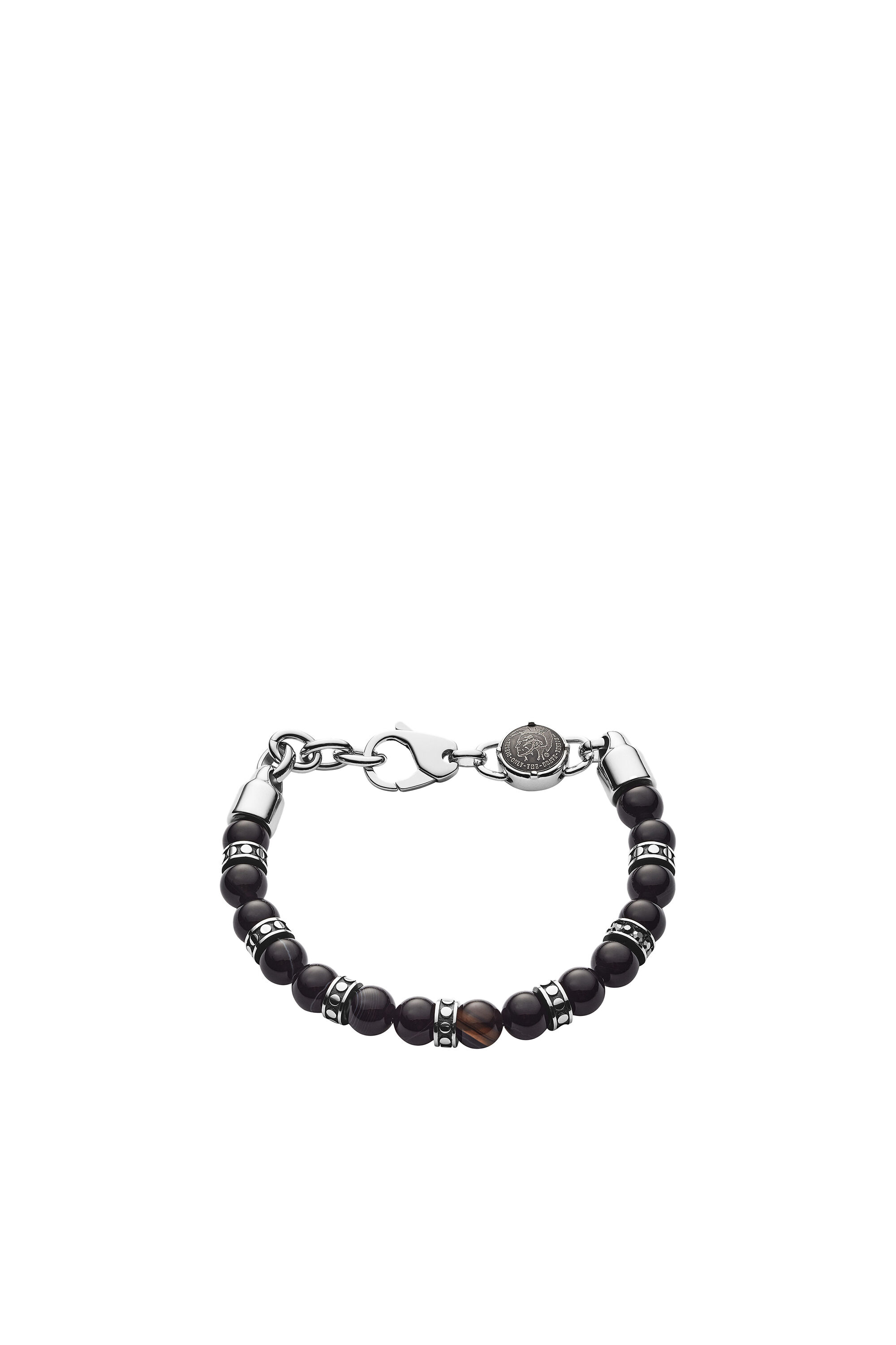 DX1163 Man: Beaded Black Line Agate Bracelet | Diesel
