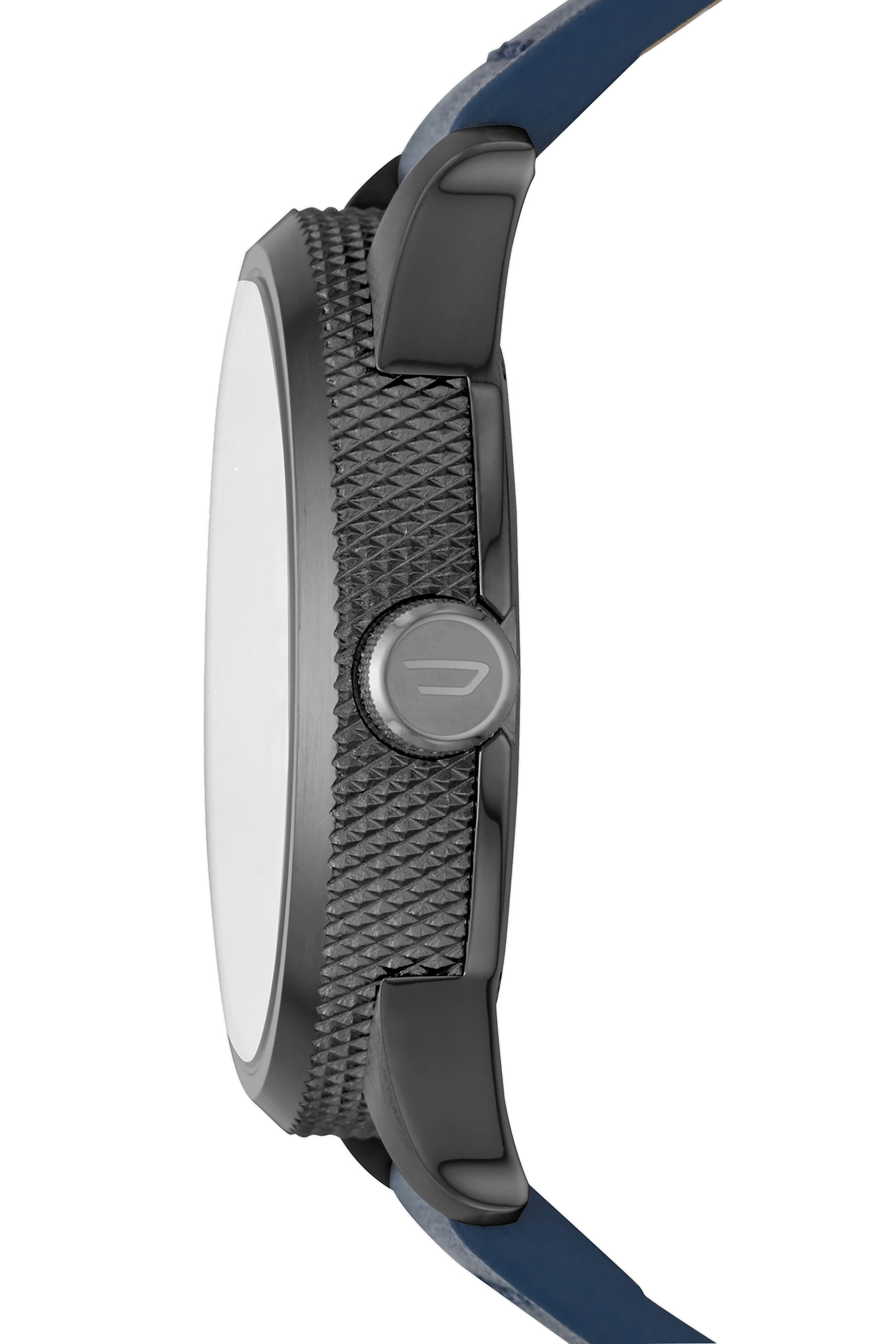 Diesel - DZ1859, Man's Rasp Nsbb navy leather and silver watch, 46 mm in Navy Blue - 2