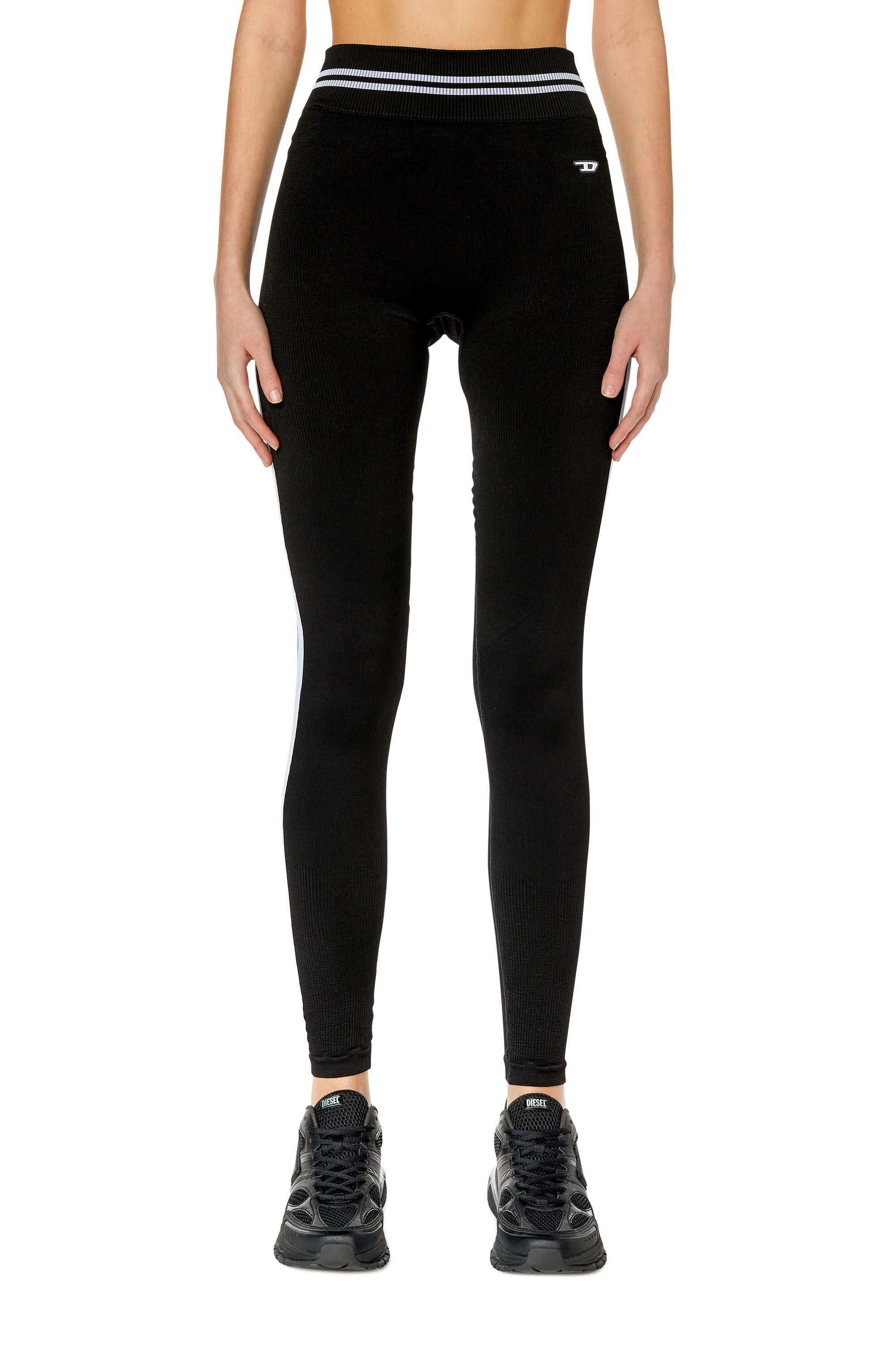 Diesel - AWSB-LOYCE-WT30, Female's Ribbed sports leggings in Black - 3