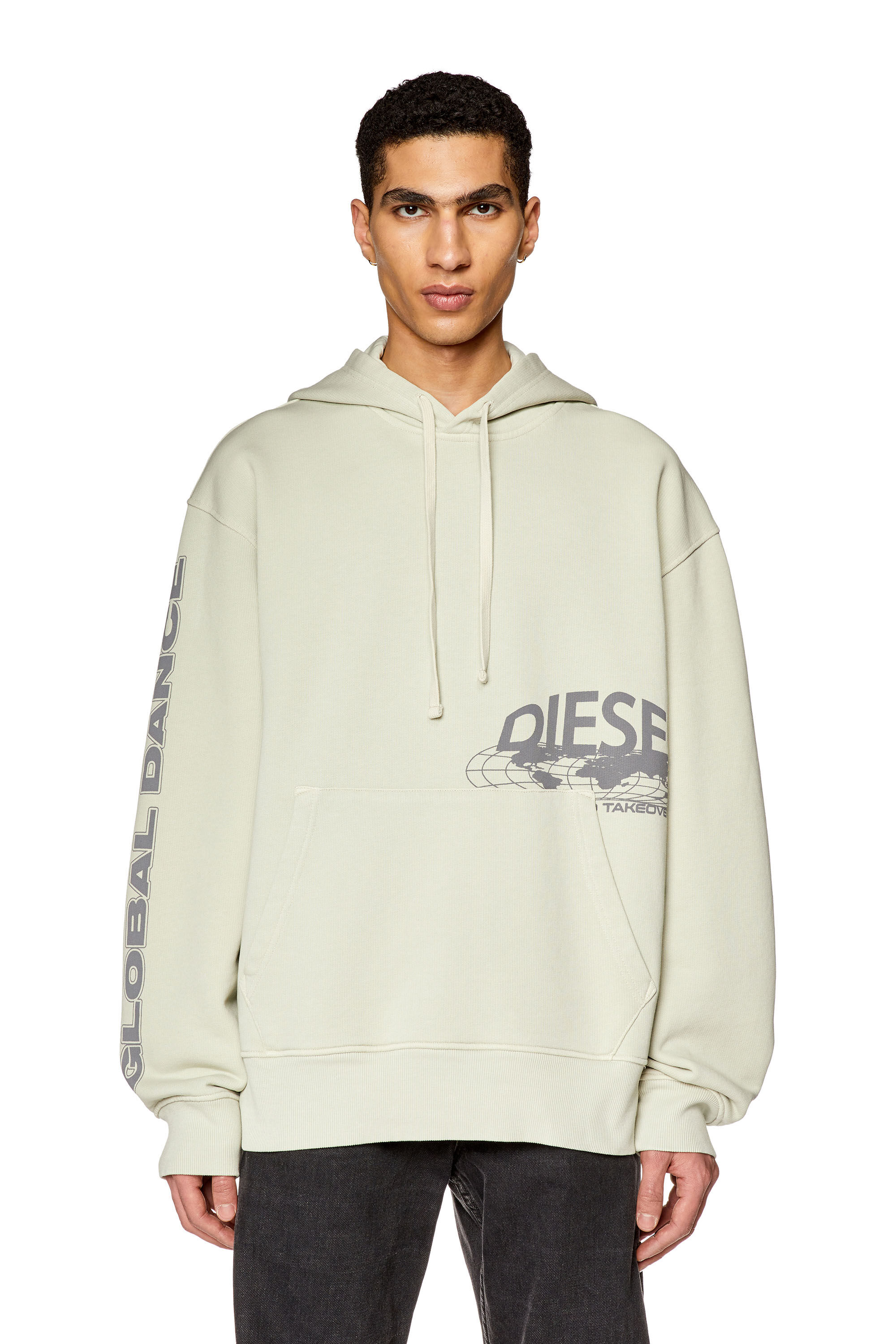 Diesel - S-MACS-HOOD-L1, Male's Oversized faded hoodie with graphic print in White - 5