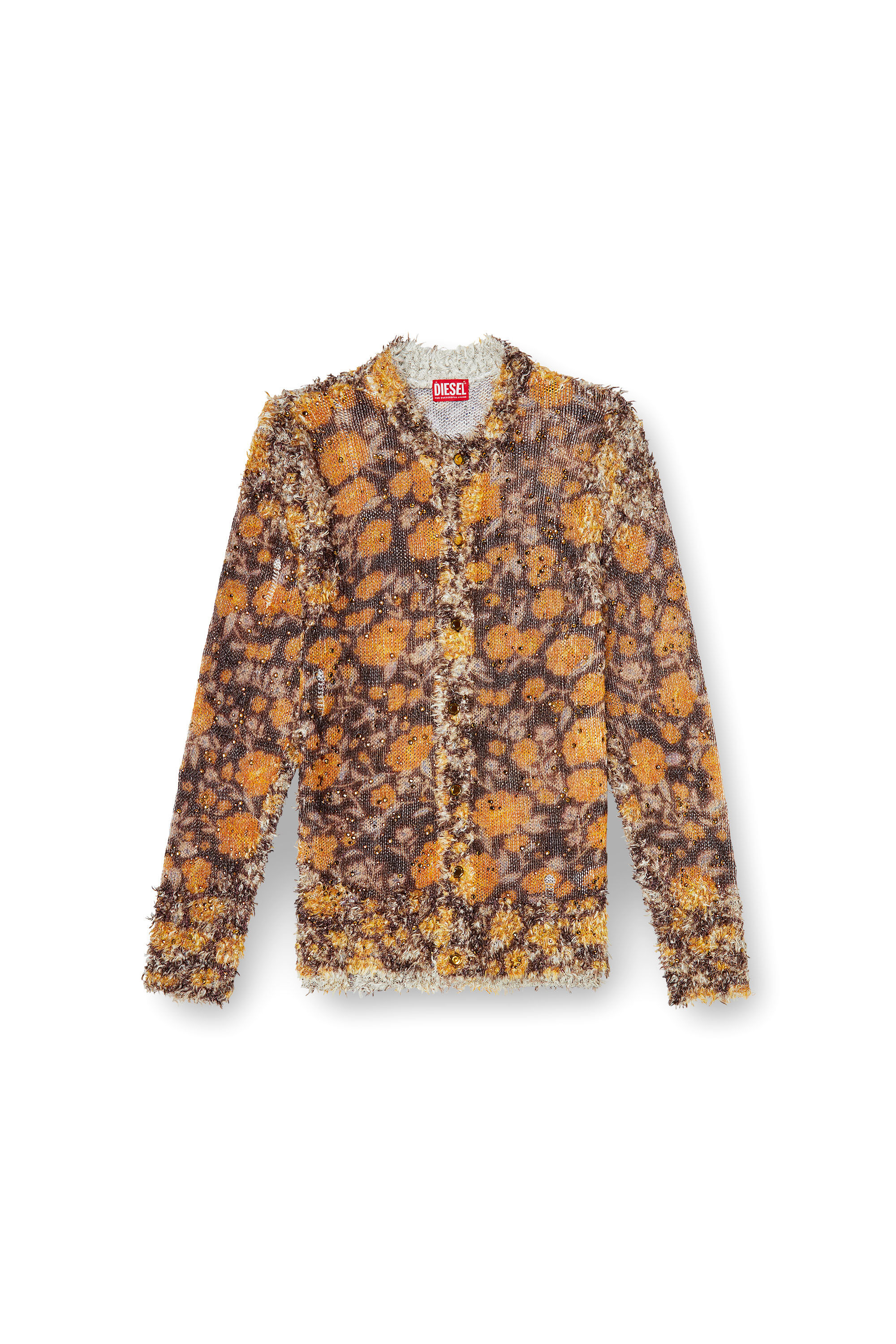 Diesel - K-LINNUS, Cardigan en m&eacute;lange de lin imprim&eacute; avec cristaux Homme in Polychrome - 2