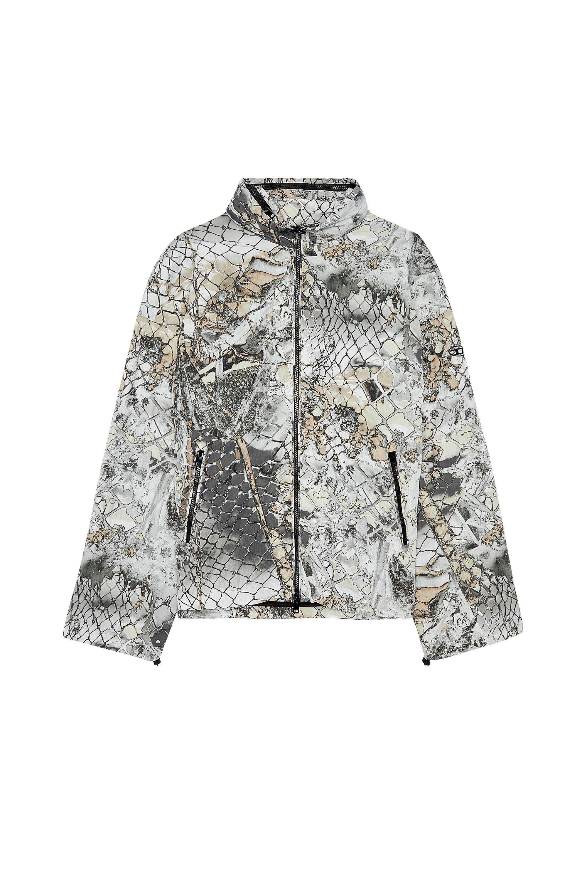 Diesel - J-DORSETT, Male's Windbreaker with abstract print in Grey - 2