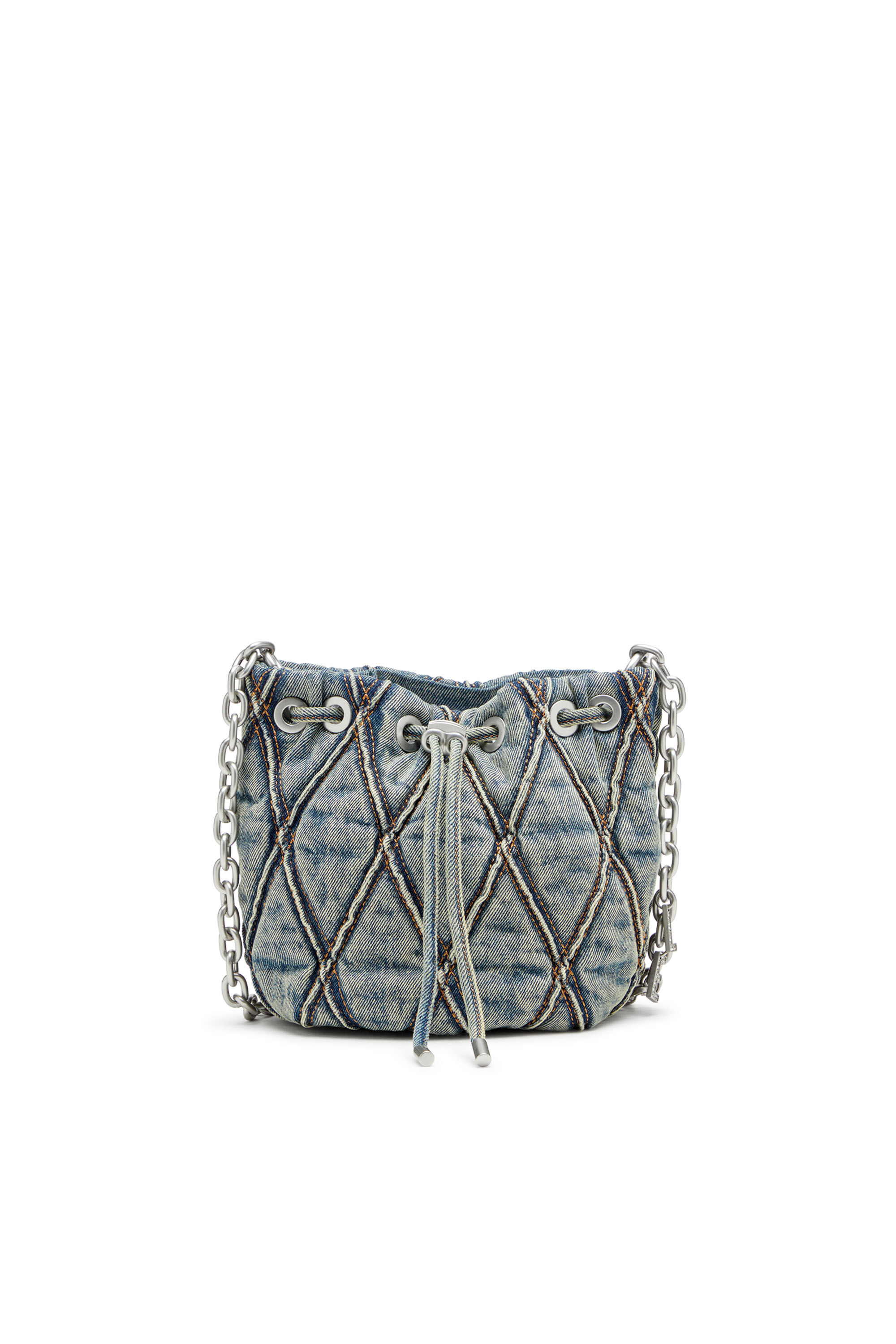 Women's Charm-D S-Mini bucket bag in argyle quilted denim | Blue