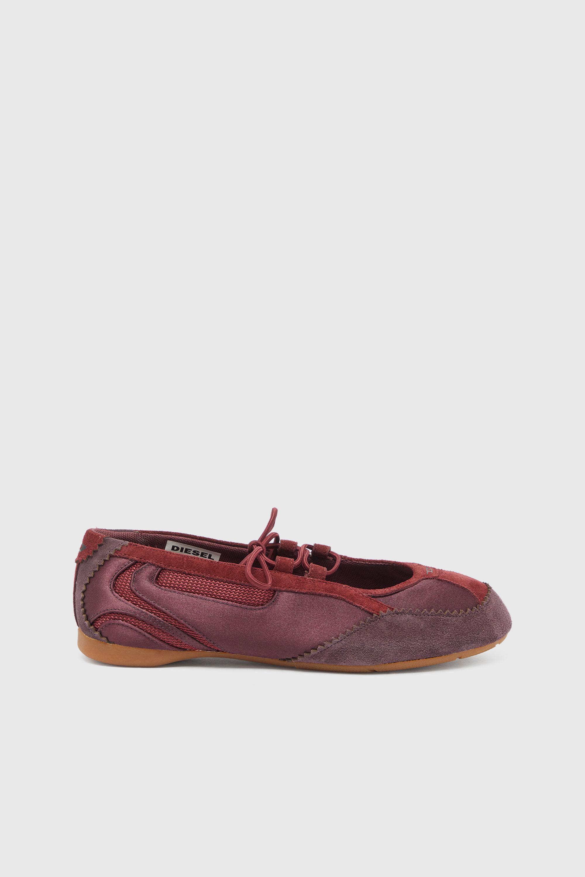Women's D-Mile - Lace-up ballerina flats in leather and mesh | Red