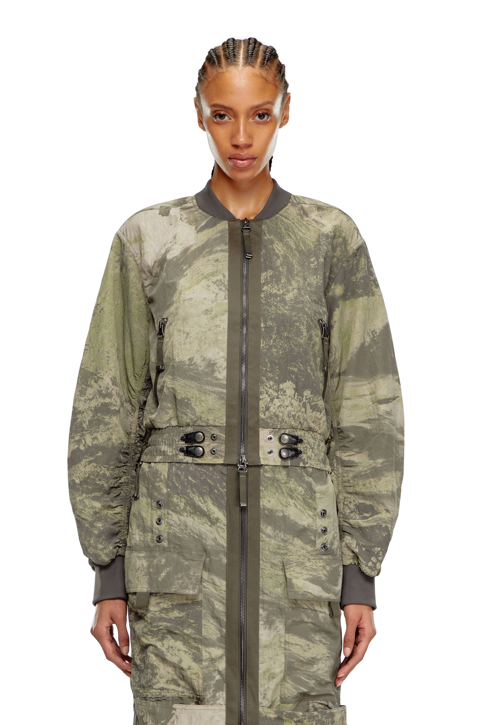 Diesel - G-NOAK-N1, Woman's Bomber jacket in light nylon in Military Green - 6