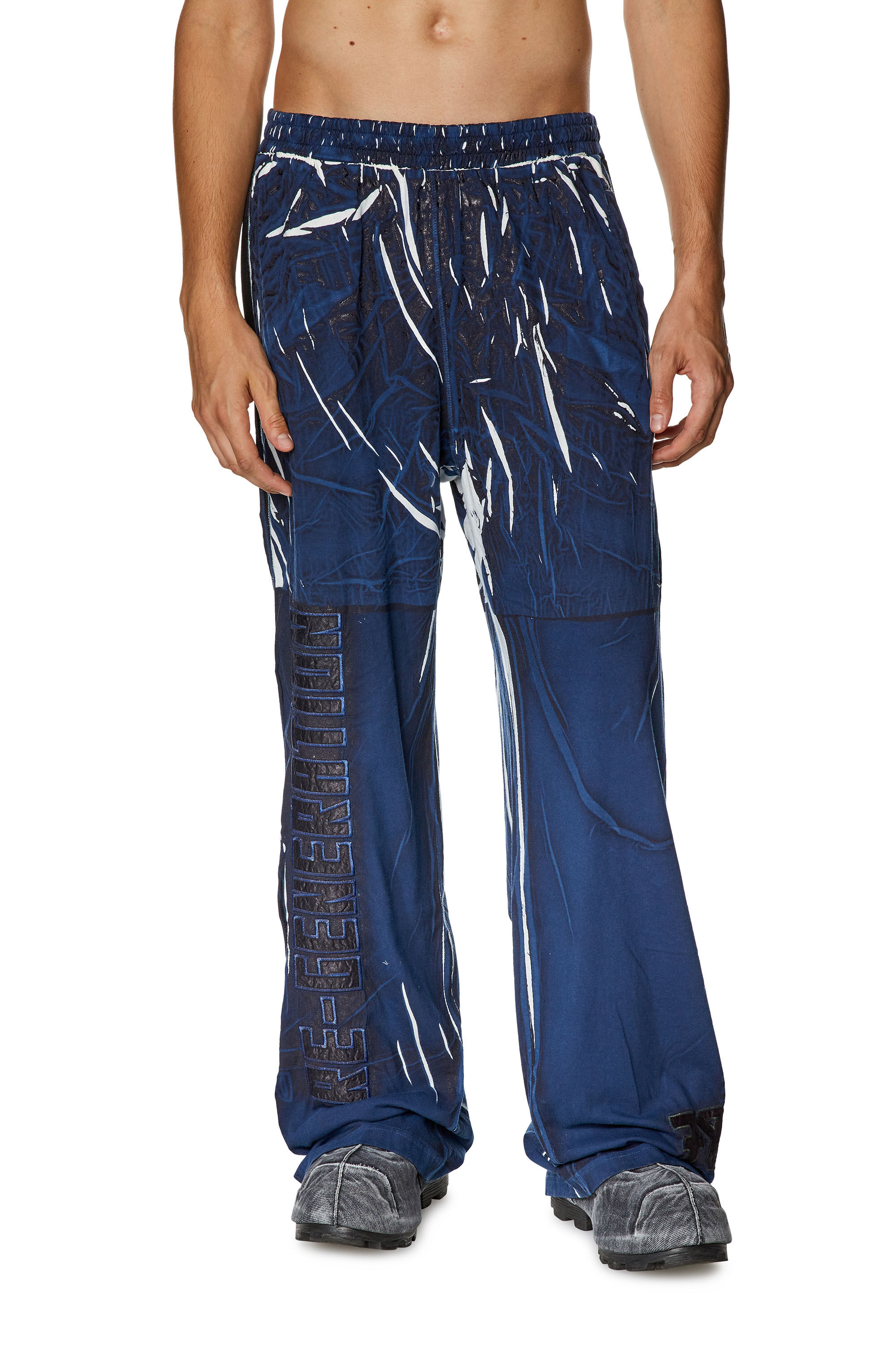 Diesel - P-ROWY-LONG, Male's Track pants with shadowy overprint in Dark Blue - 3