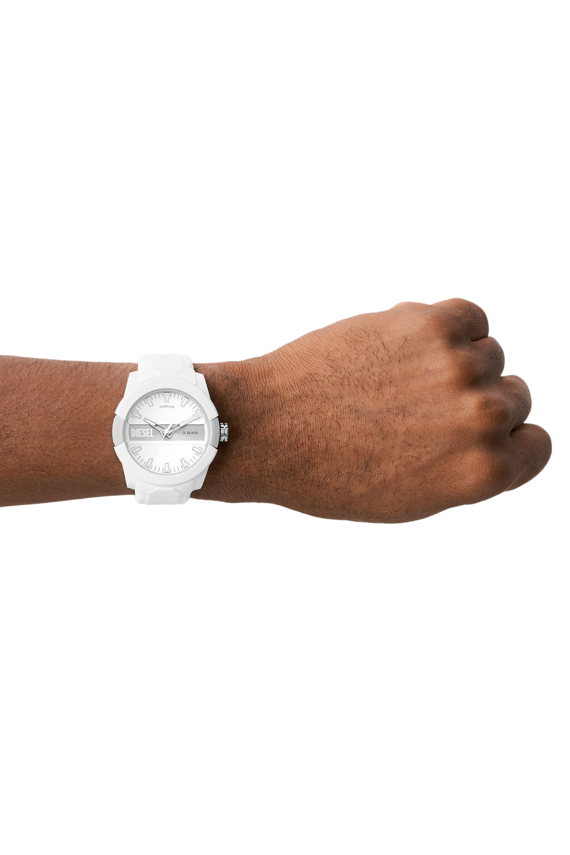 DZ1981: Double up three-hand white silicone watch | Diesel