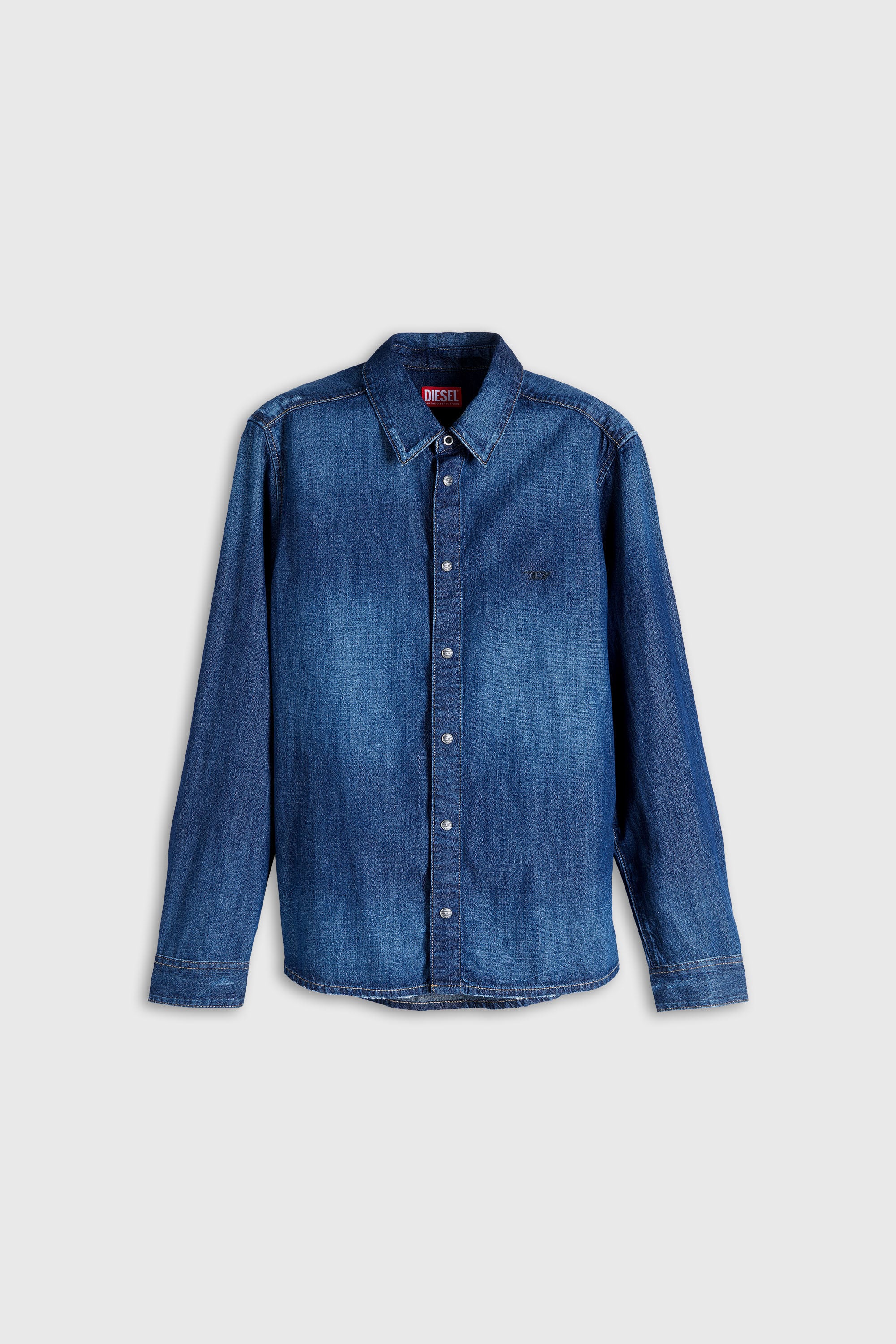 Diesel - D-FITTY-D, Man's Shirt in denim in Dark Blue - 2