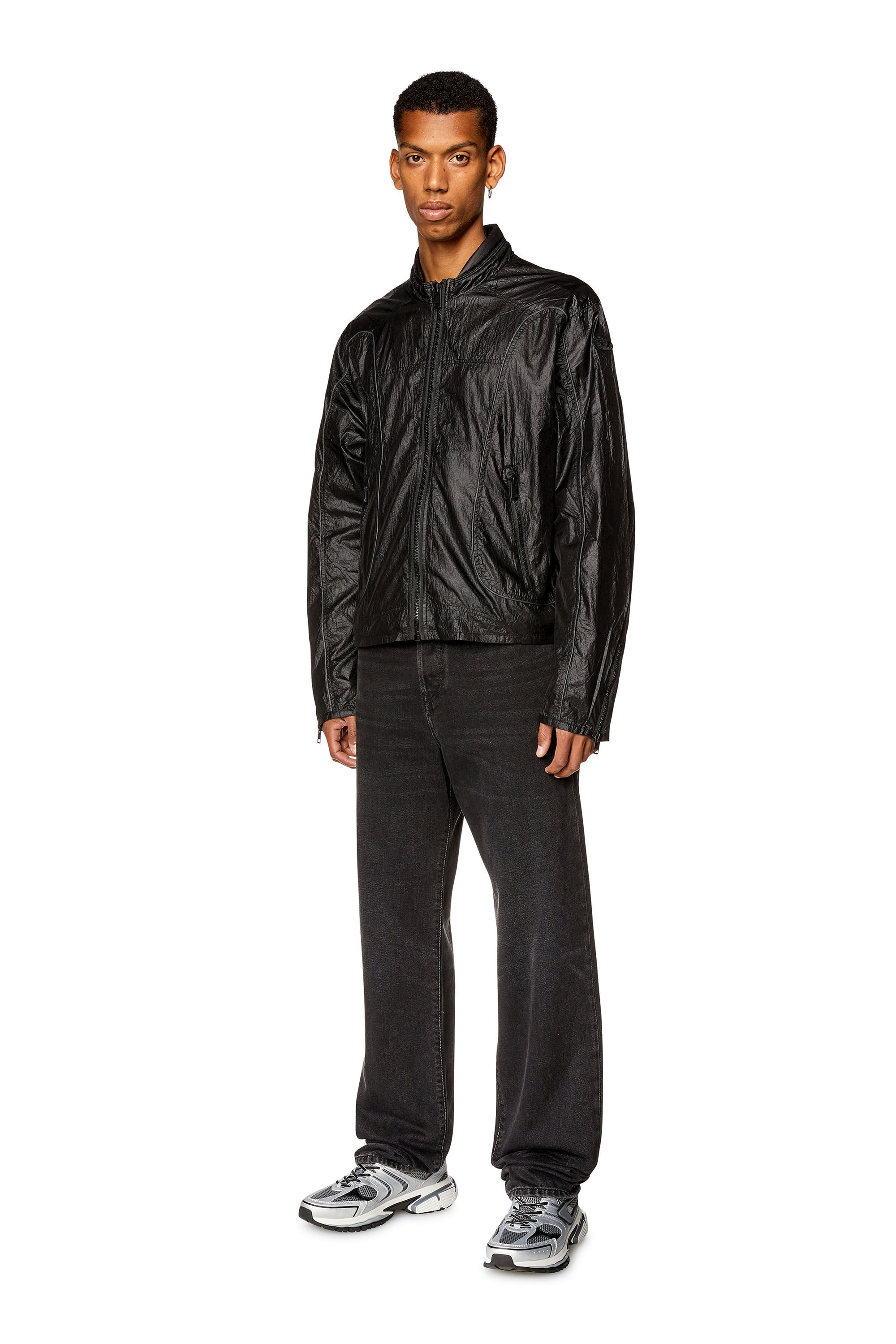 Diesel - J-BLINKID-A, Male's Nylon jacket with contrast detailing in Black - 1