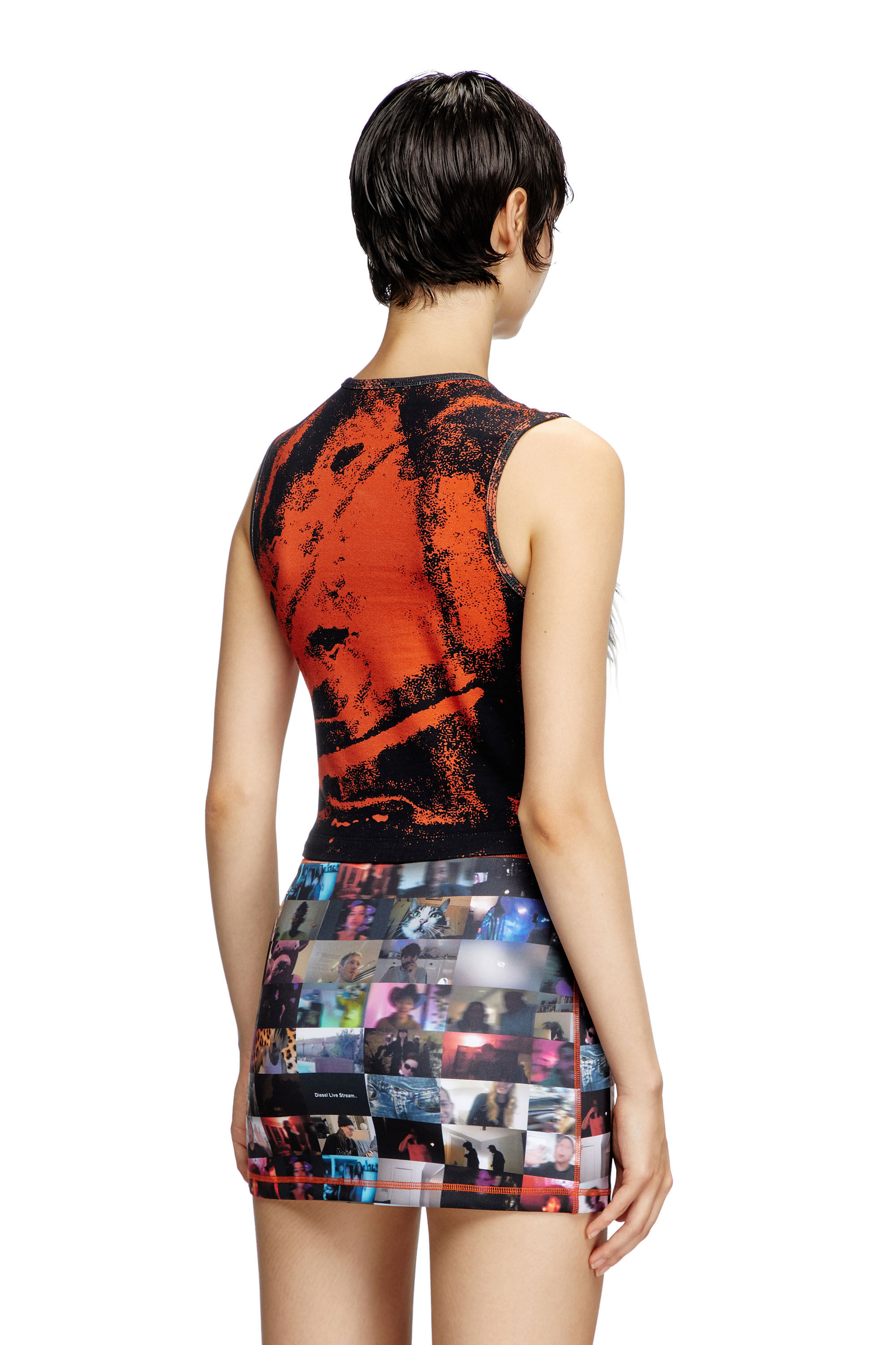 Diesel - T-GRAFITE, Female's Cropped tank top with fuzzy logo in Black - 5