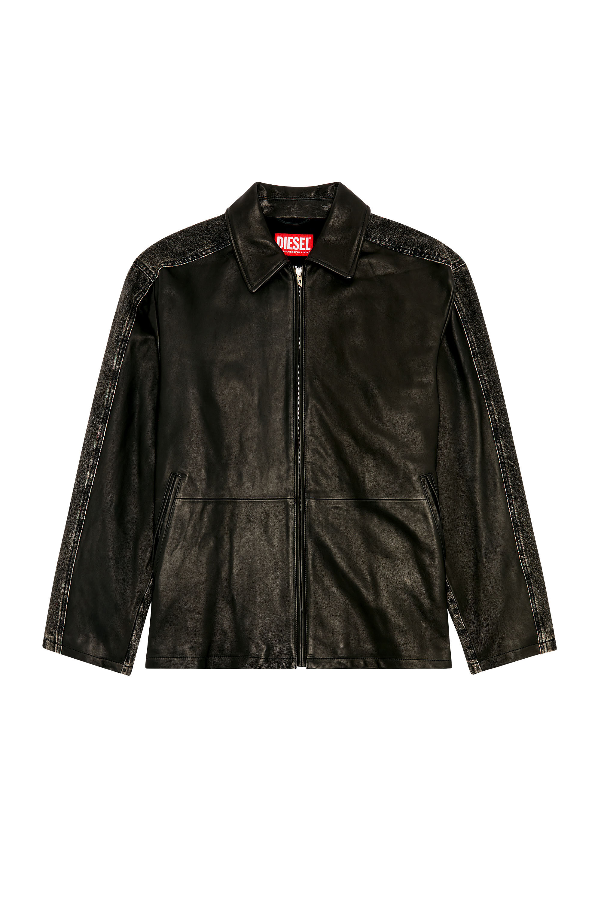 Men's Hybrid denim and leather jacket | Black | Diesel