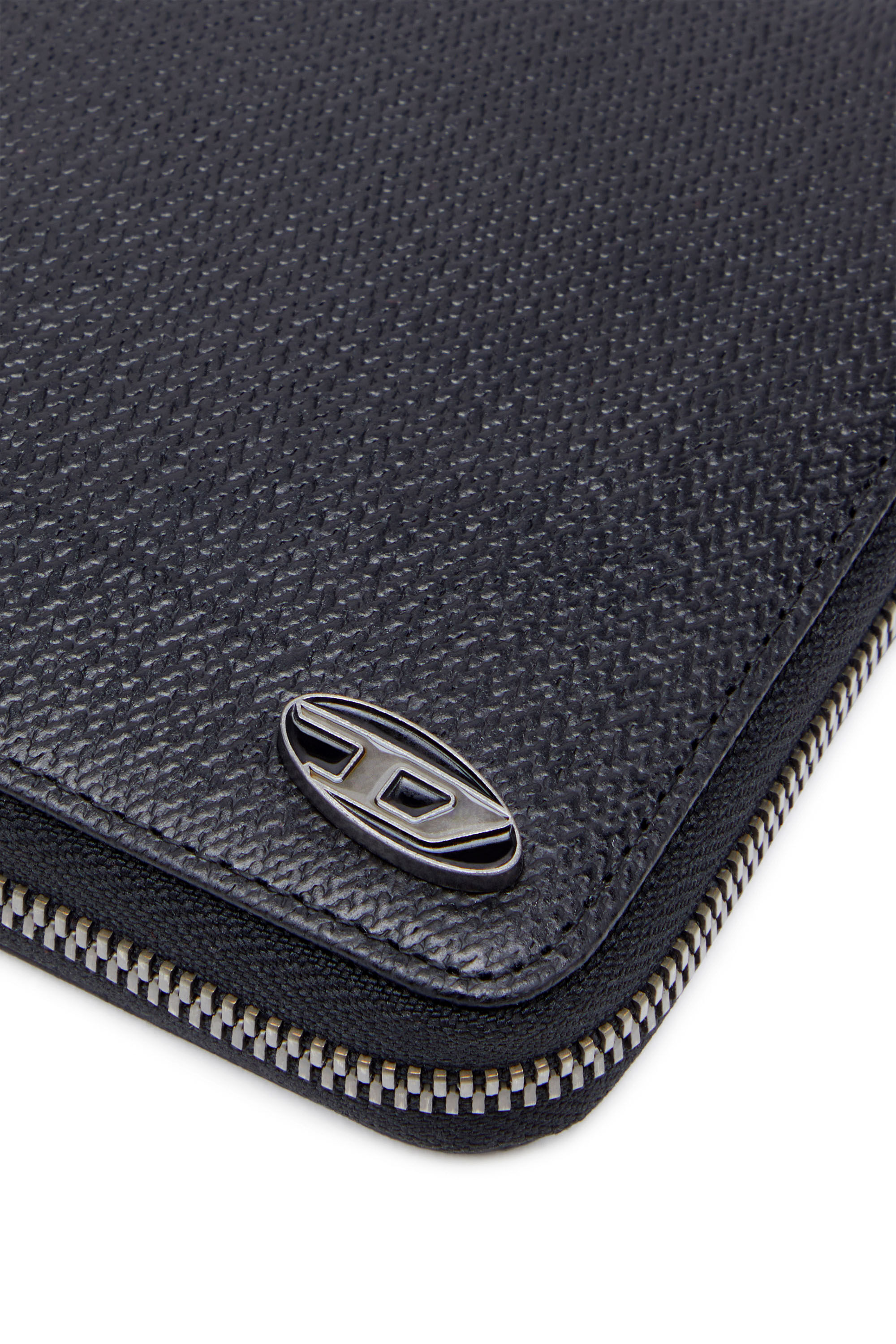 Diesel - BI-FOLD COIN ZIP M, Male's Zip wallet in textured leather in Black - 4