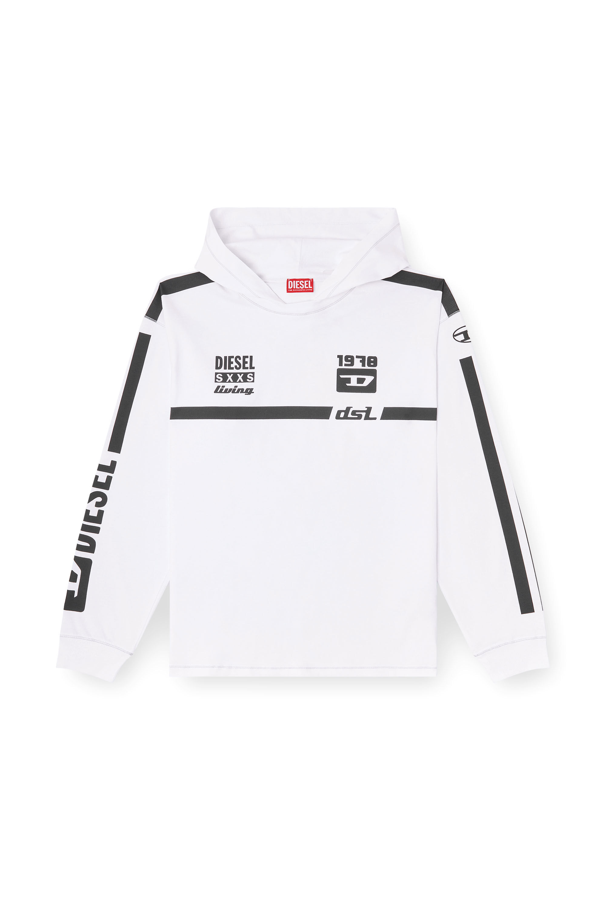 Men's Hoodie T-shirt with contrast graphics | White | Diesel