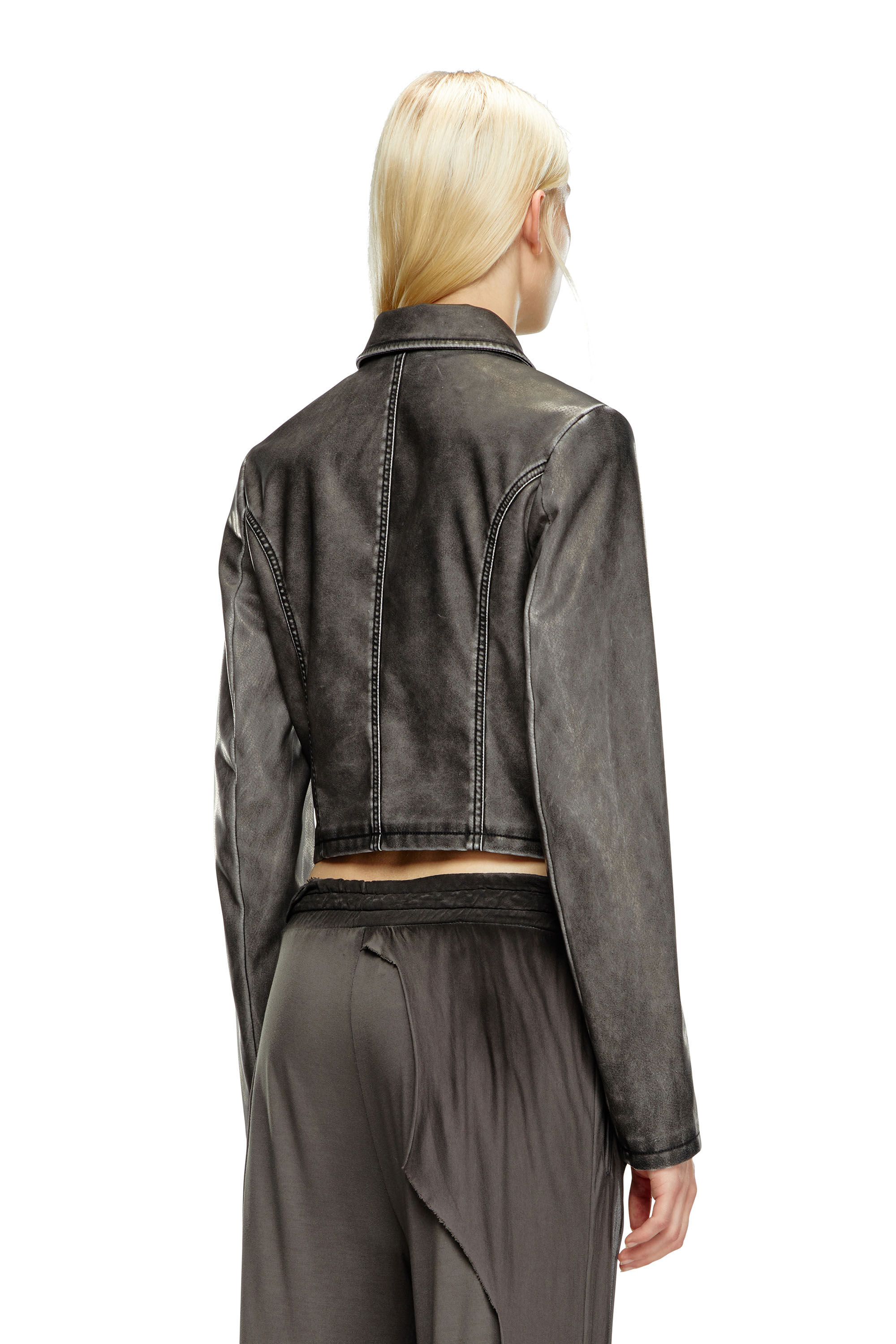 Diesel - G-OTA, Veste cropped en tissu technique délavé Femme in Noir - 5