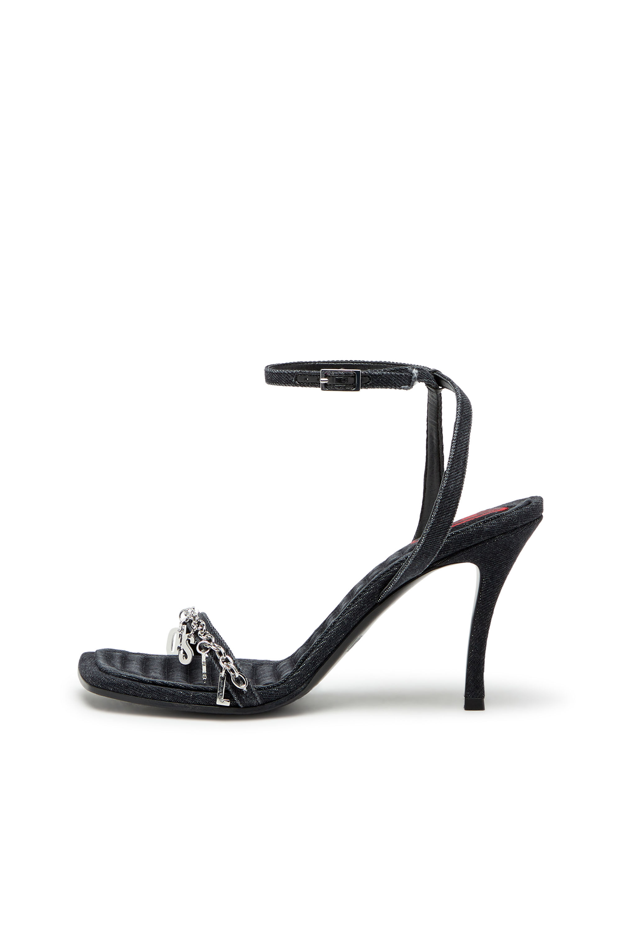 Diesel - D-VINA SDL, D-Vina Sdl Sandals - Sandales en denim avec breloques Diesel Femme in Noir - 6