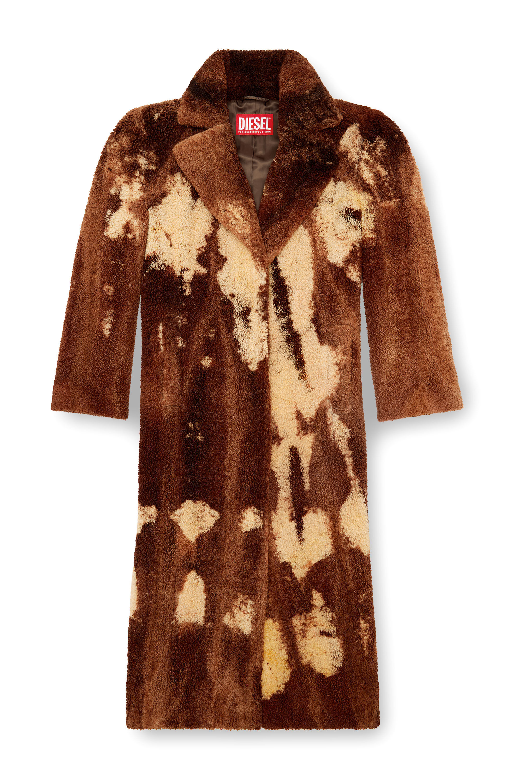 Diesel - W-ILLOW, Female's Long coat in treated teddy fleece in Brown - 2